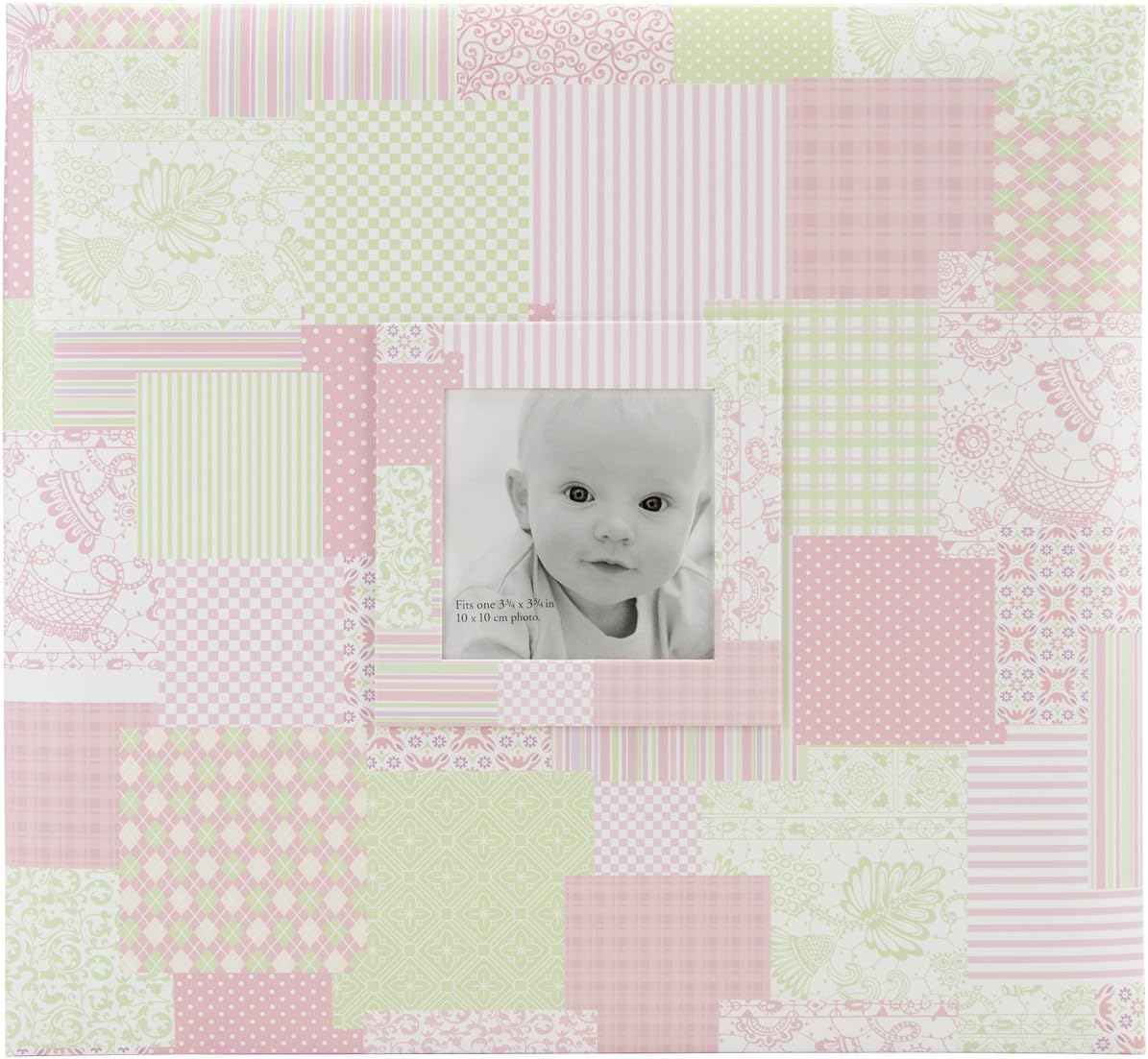 MCS Expandable 10-Page Baby Scrapbook Album with Photo Opening Cover and 12 x 12 Inch Pages, 13.5 x 12.5 Inch, Baby Pink Quilt