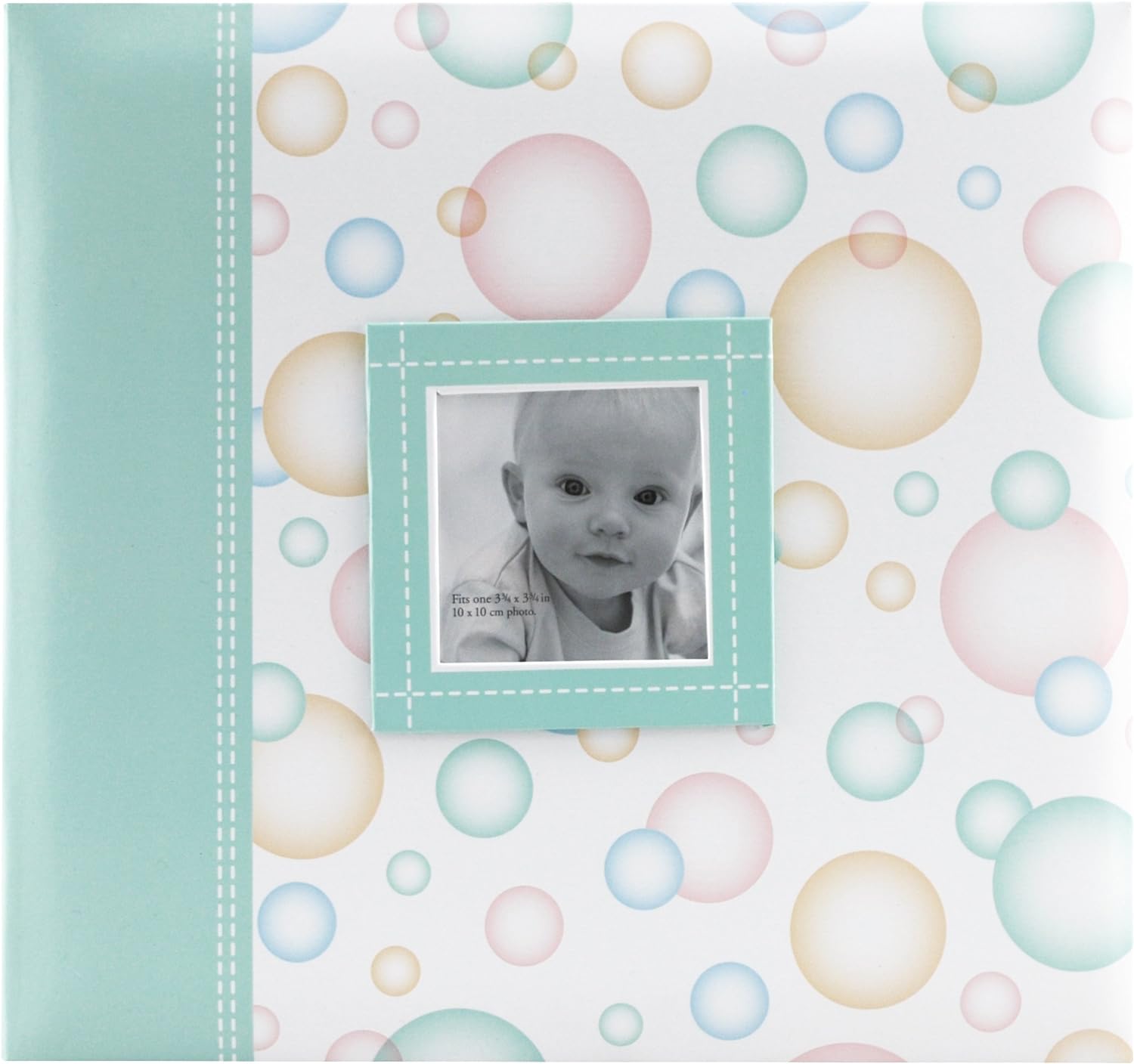 MCS Expandable 10-Page Baby Scrapbook Album with Photo Opening Cover and 12 x 12 Inch Pages, 13.5 x 12.5 Inch, Baby Green Circles