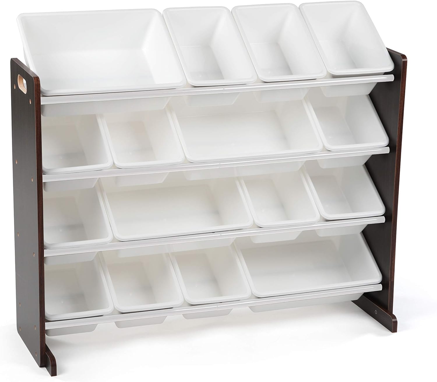 Humble Crew Extra-Large Toy Organizer, 16 Storage Bins, Espresso/White, 15.5D X 42W X 17.7H in