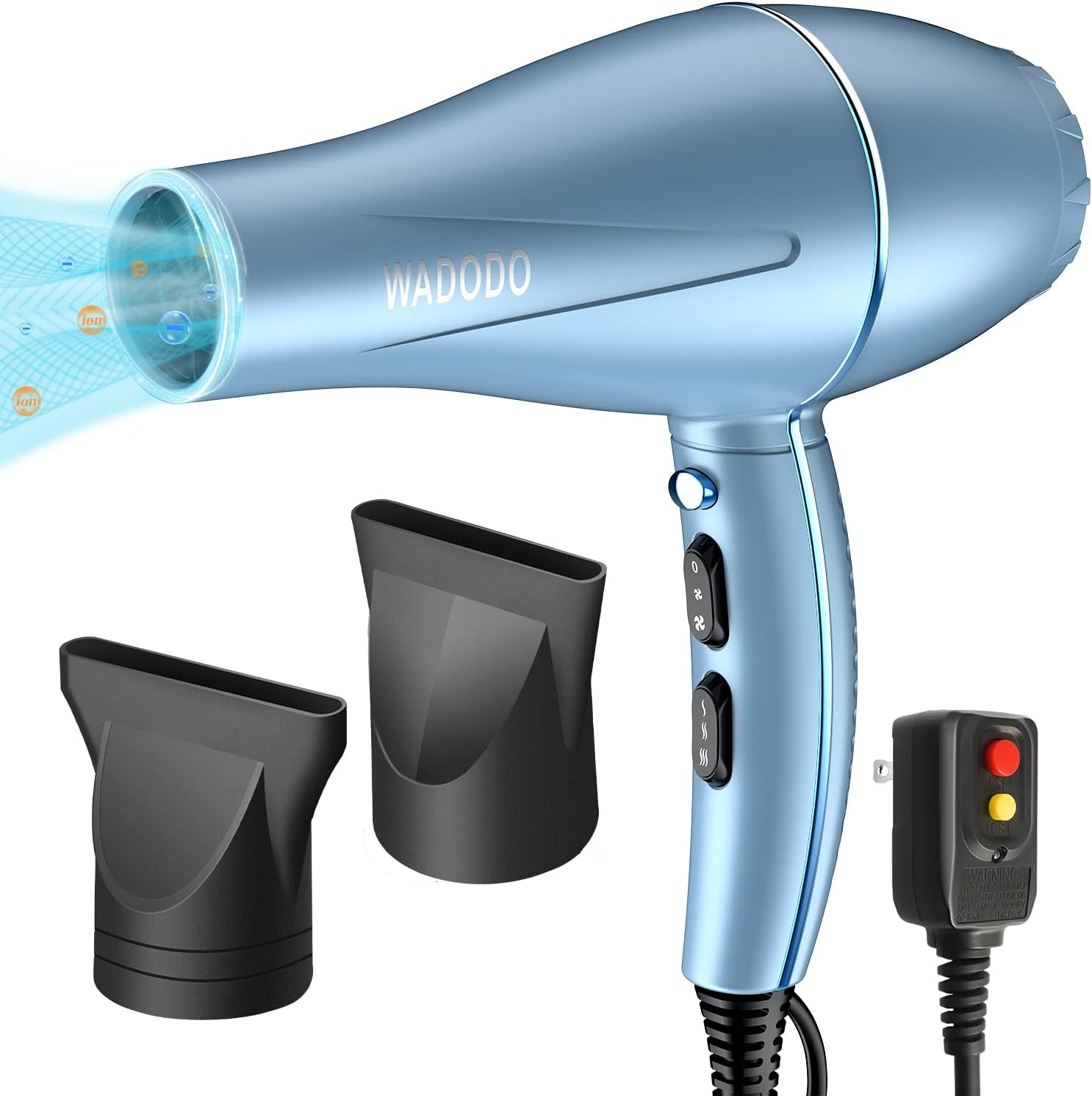 Ionic Hair Dryer, 2200W Professional Blow Dryer Fast Drying Travel Hair Dryer, AC Motor Constant Temperature Low Noise Ion Hair Dryers Curly Hair Care Hairdryer Blowdryer for Women Men(Blue)