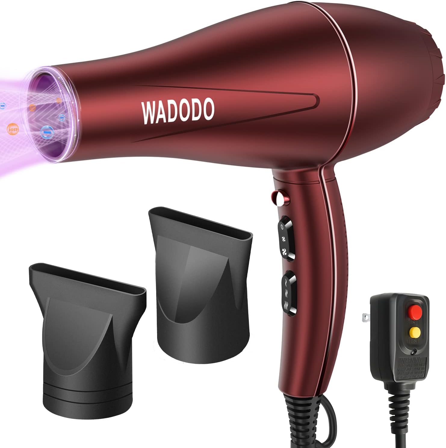 Ionic Hair Dryer, 2200W Professional Blow Dryer Fast Drying Travel Hair Dryer, AC Motor Constant Temperature Low Noise Ion Hair Dryers Curly Hair Care Hairdryer Blowdryer for Women Men(Red)