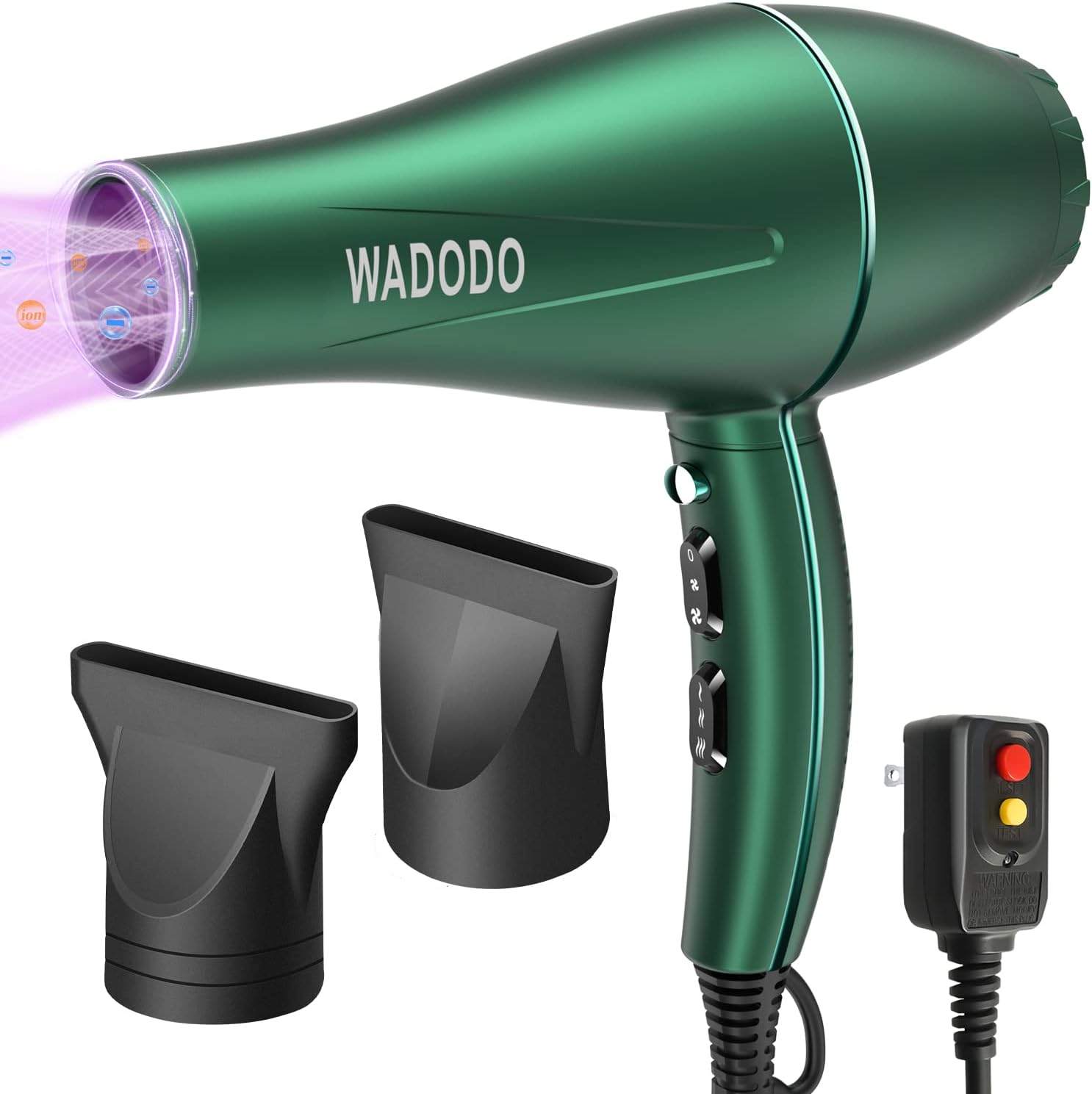 Ionic Hair Dryer, 2200W Professional Blow Dryer Fast Drying Travel Hair Dryer, AC Motor Constant Temperature Low Noise Ion Hair Dryers Curly Hair Care Hairdryer Blowdryer for Women Men(Green)