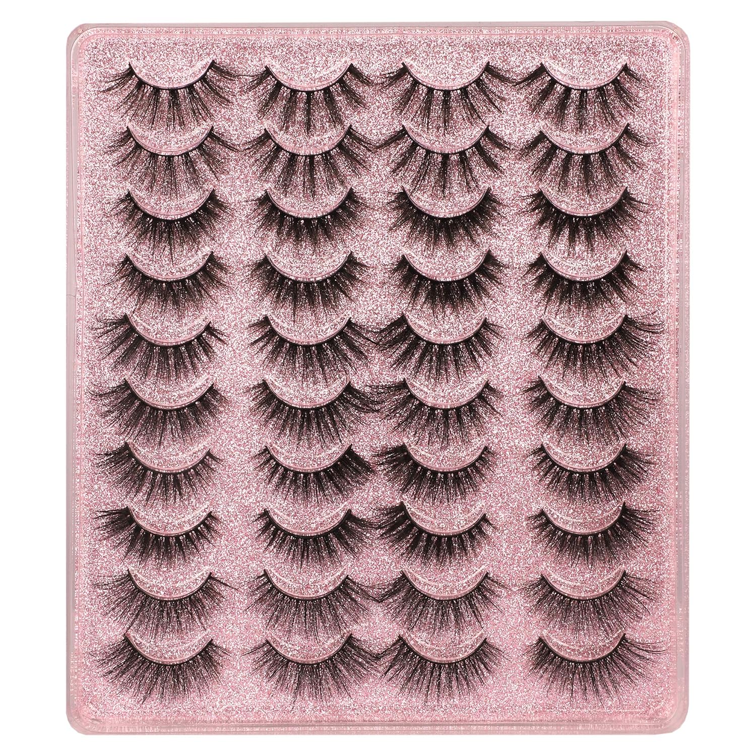 20 Pairs False Eyelashes 3D Faux Mink Lashes Natural Look Wispy Fake Eyelashes ALPHONSE 16-20MM Fluffy Volume Long Thick Lashes Pack 5 Styles Mixed