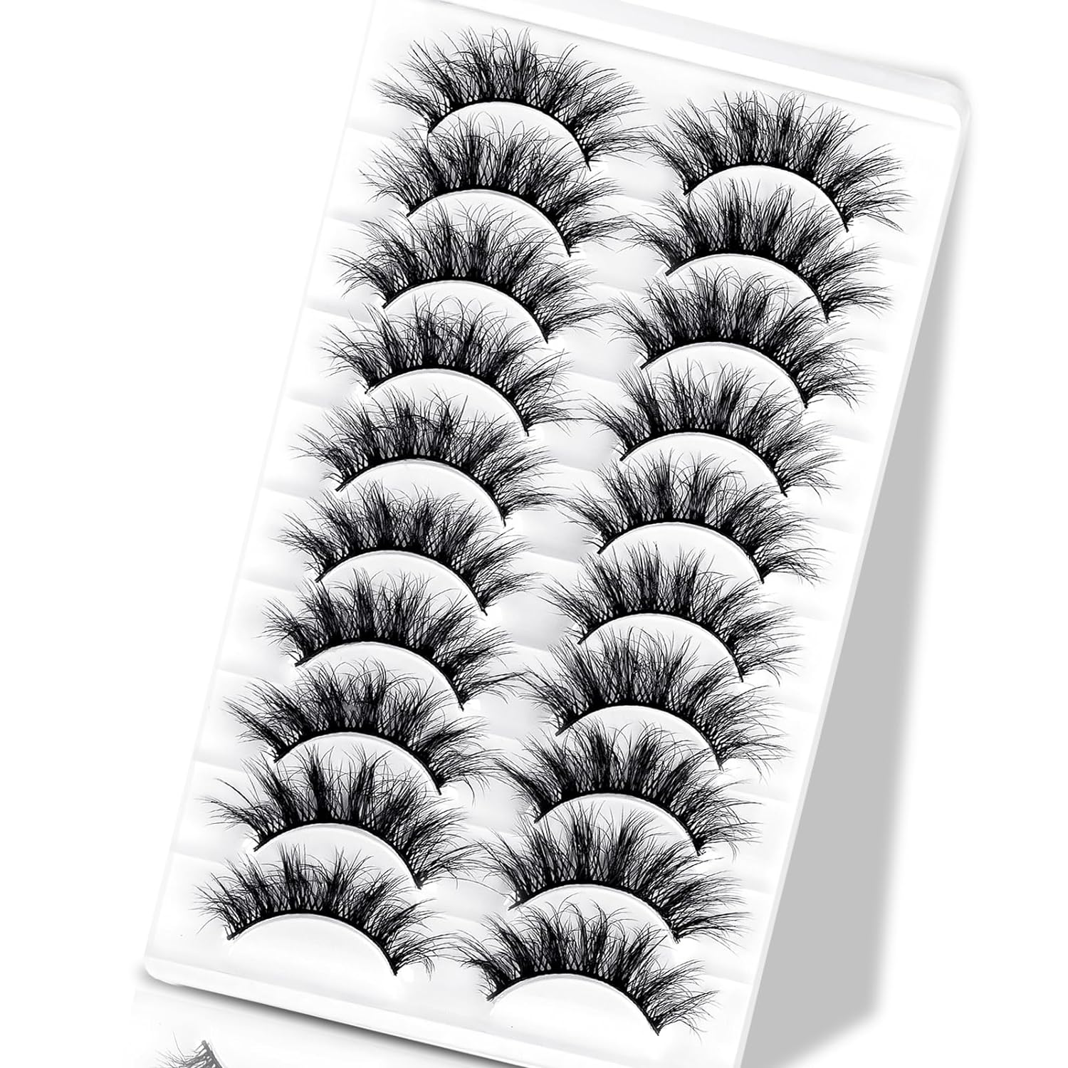 10 Pairs Soft Mink False Eyelashes -Natural-Looking Eye Lashes with Full Bouncy Volume & Curl - Synthetic, Reusable Beauty Accessory