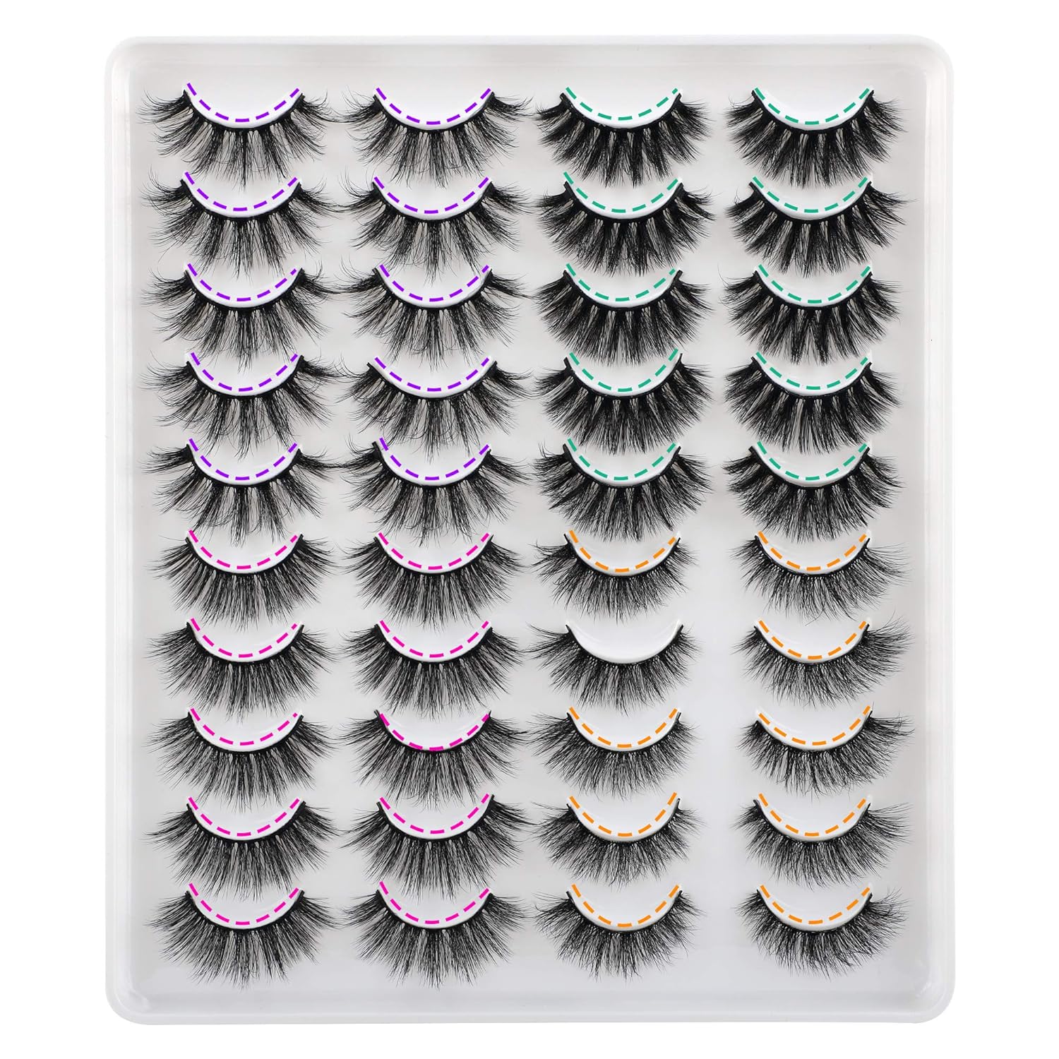 JIMIRE 20 Pairs False Eyelashes 4 Styles Fluffy Eyelashes Pack 3D Volume Faux Mink Lashes Packs