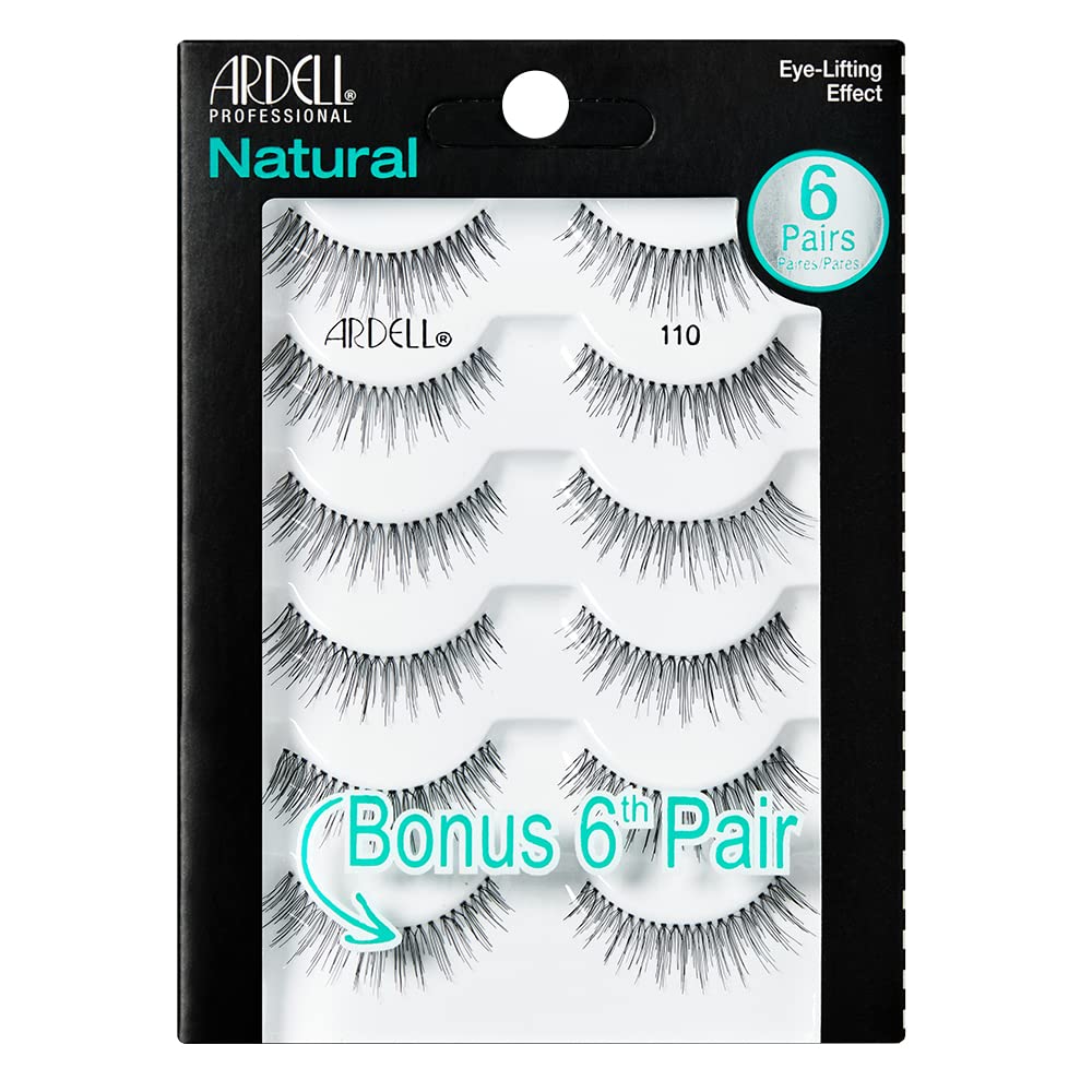 Ardell False Eyelashes, Natural 110, 5 pair   bonus pair Multipack for Eye-Lifting Effect