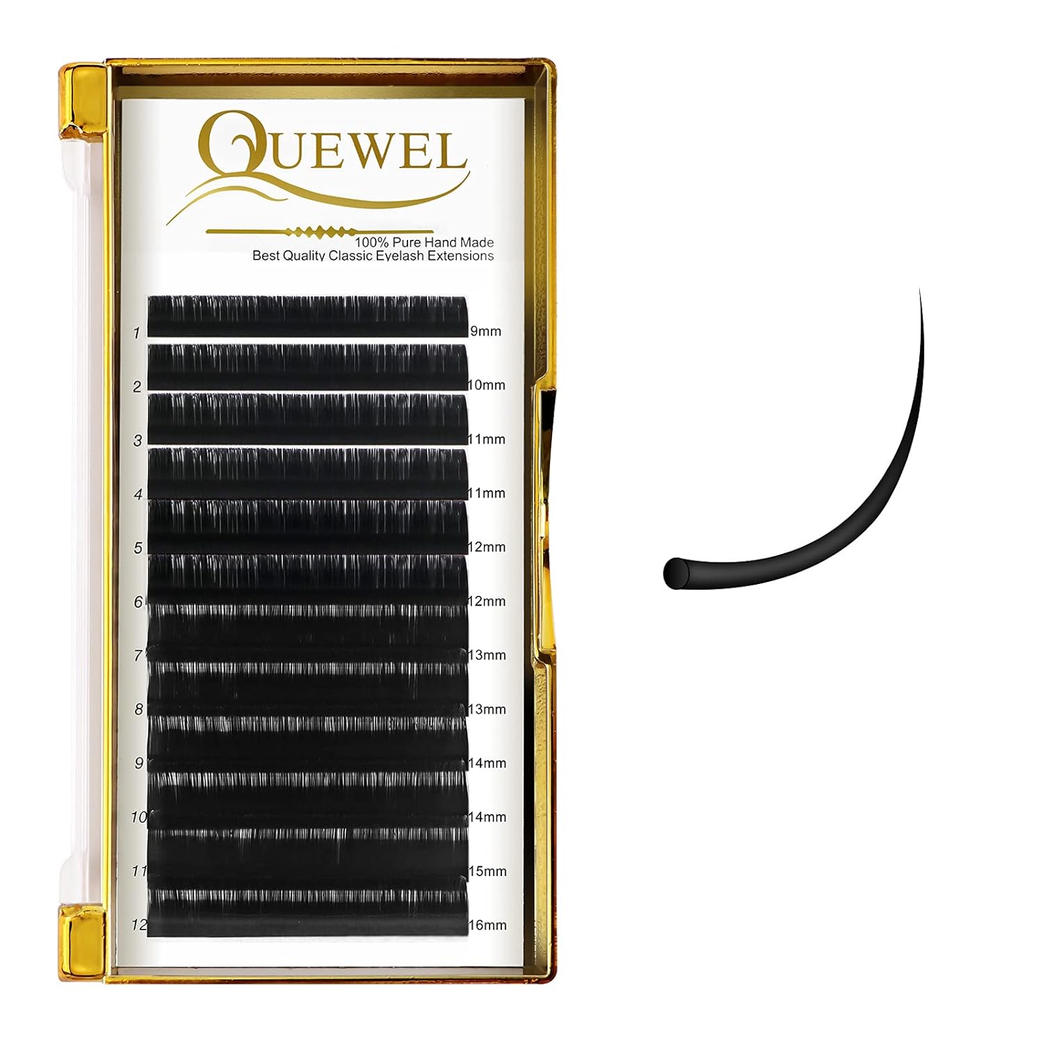 Classic Eyelash Extensions 0.15 D MIX9-16mm Lashes Extensions Supplies C/D Curl Single Length 9-20mm Mixed Length 9-16mm/15-20mm by QUEWEL (0.15 D MIX9-16)