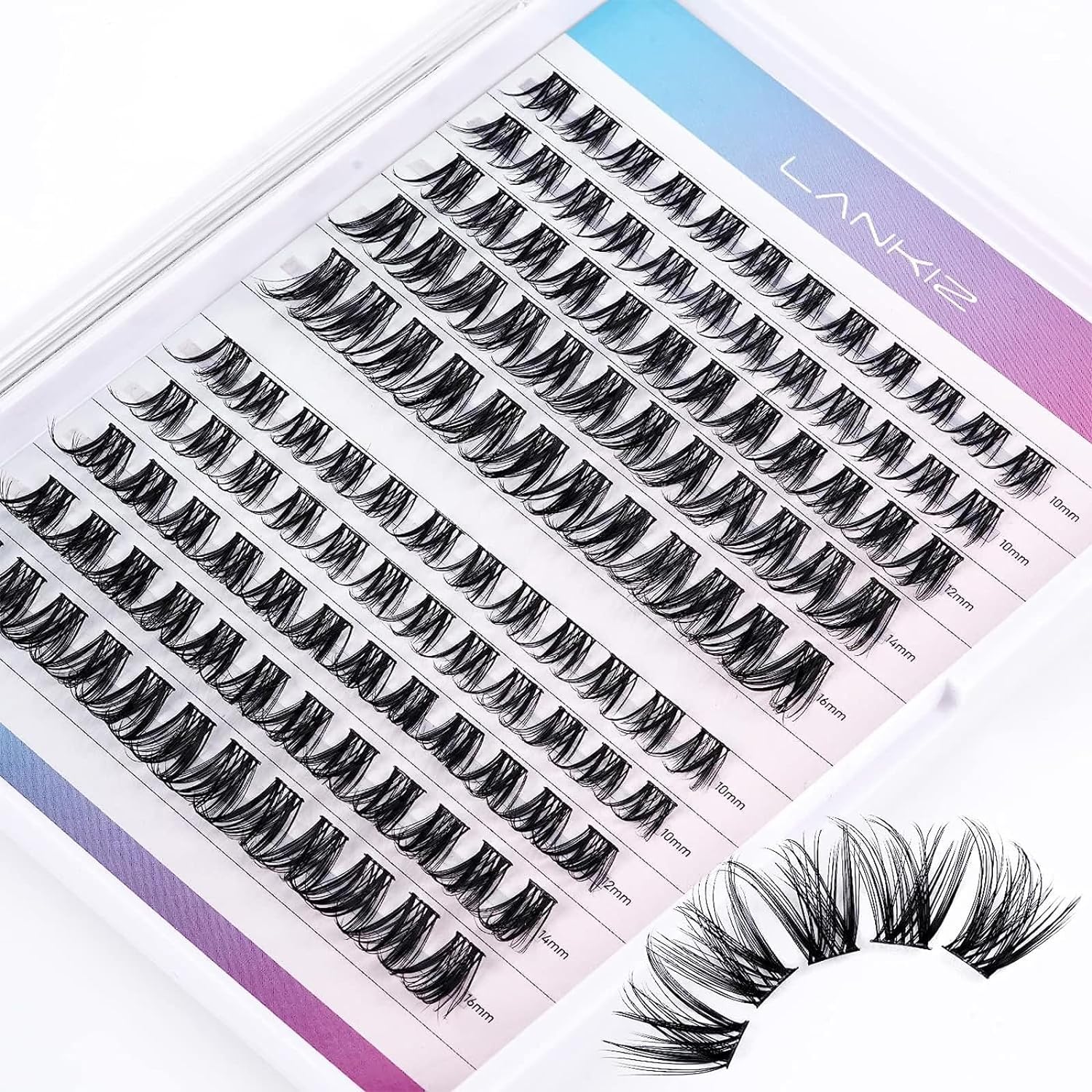 LANKIZ DIY lash Extensions Wispy, Lash Clusters Individual Lash Extensions,168 Clusters C  D Mix Curl, Soft & Lightweight 10-16mm Mix Resuale Wide Band Mix Style Cluster Lashes (Classic C/D)