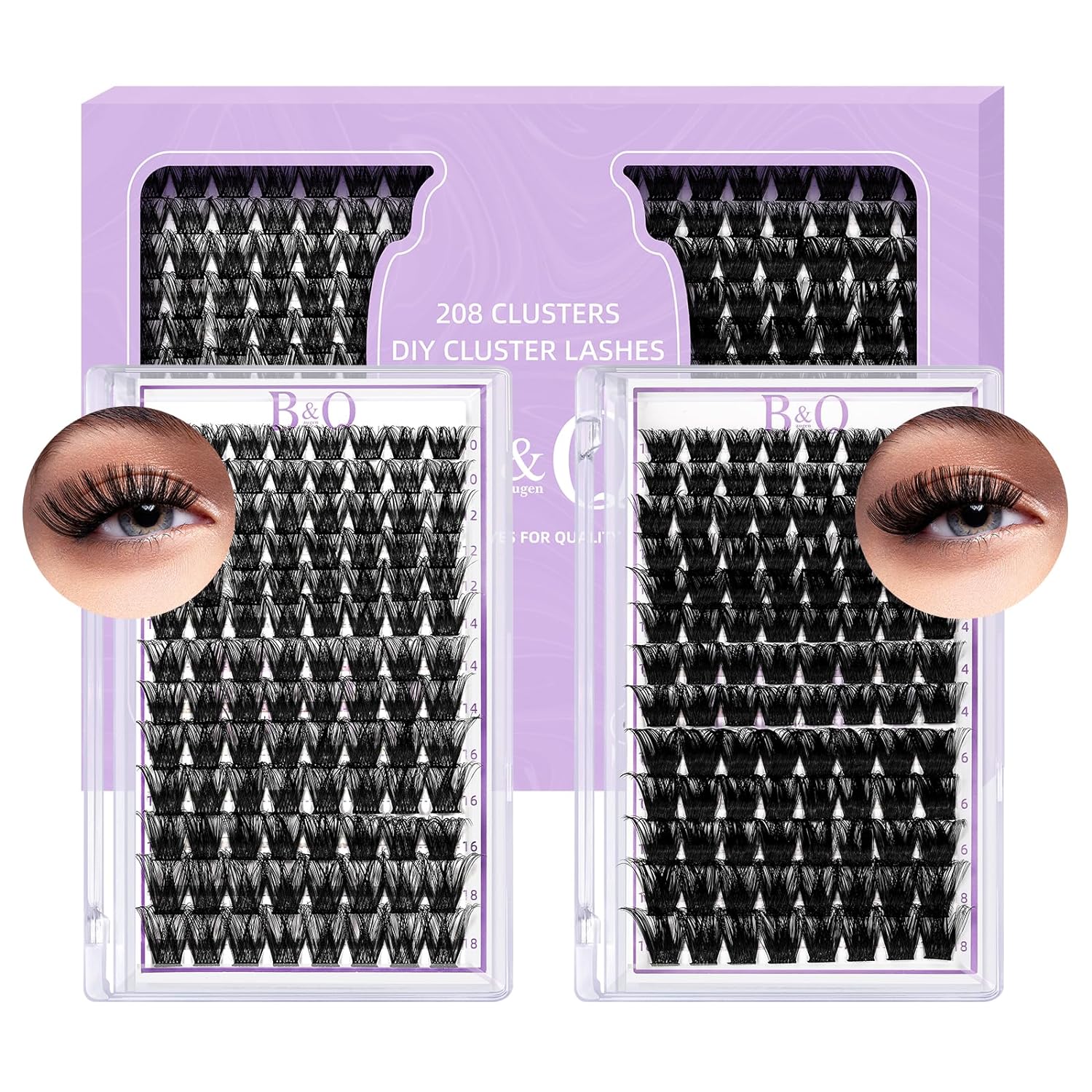 Lash Clusters 208 PCS Cluster Lashes Individual Lashes B05 B06 Eyelash Extensions 10-18mm DIY Lash Extensions D Curl Volume Wispy Soft Comfortable Band False Lashes (D-10-18MIX)