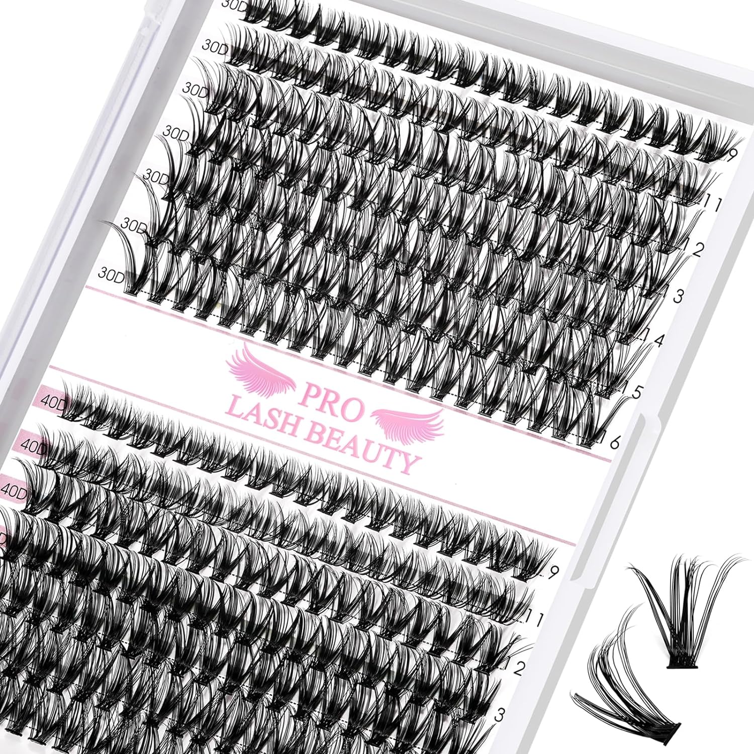 280 Pcs Individual Lashes 30D 40D Mixed Lash Clusters 14 Rows that Look Like Eyelash Extensions DIY Lash Extension Self Application At Home (30 40-D-9-16mix)