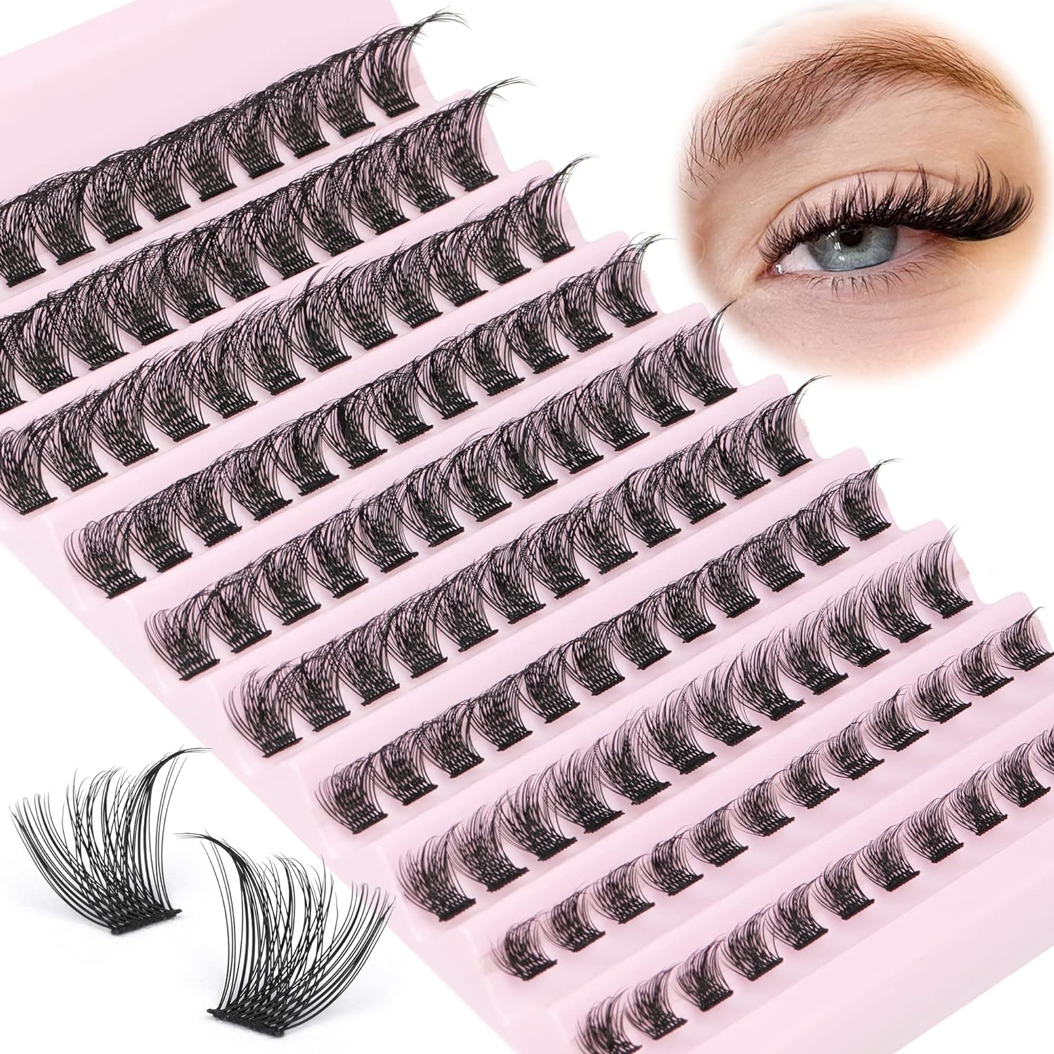 Lash Clusters Natural Wispy Cluster Lashes 8-16mm Wispy Individual Lashes Extensions Natural Look Lashes D Curl Fluffy Cluster Lashes DIY Eyelash Extension by Focipeysa