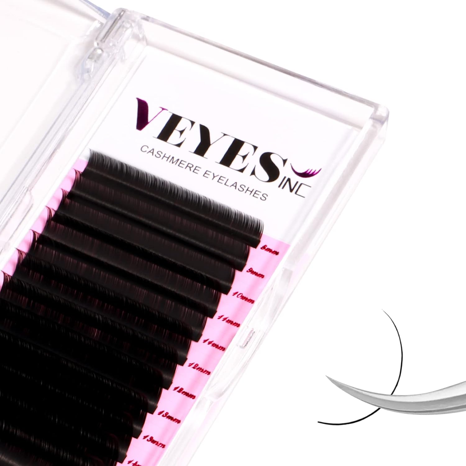 VEYES INC Cashmere Volume Lash Extensions C CC D DD LD L B J M Curl 0.03-0.20 thickness, Super Matte Black Individual Eyelashes Tray, Professional Supplies for Lash Techs (0.03 D 8-16mm)