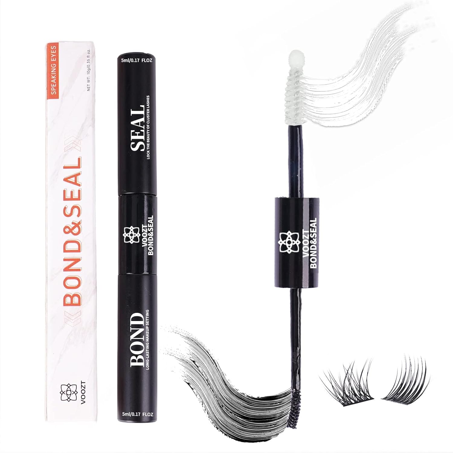 Lash Bond and Seal, VOOZT Lash Glue Cluster Lash Glue Bond and Seal for DIY Individual Lash Extensions Gentle Soothing Non-Irritating 2 in 1 Strong Hold Long Lasting Waterproof Eyelashes Glue