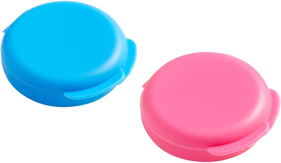 EZY DOSE Daily Round, Portable On-The-Go Pocket Pharmacy, Pill Box, Organizer and Vitamin Containers, Snap Shut Lids, Perfect for Traveling, Blue & Pink, 2 Pack, BPA Free