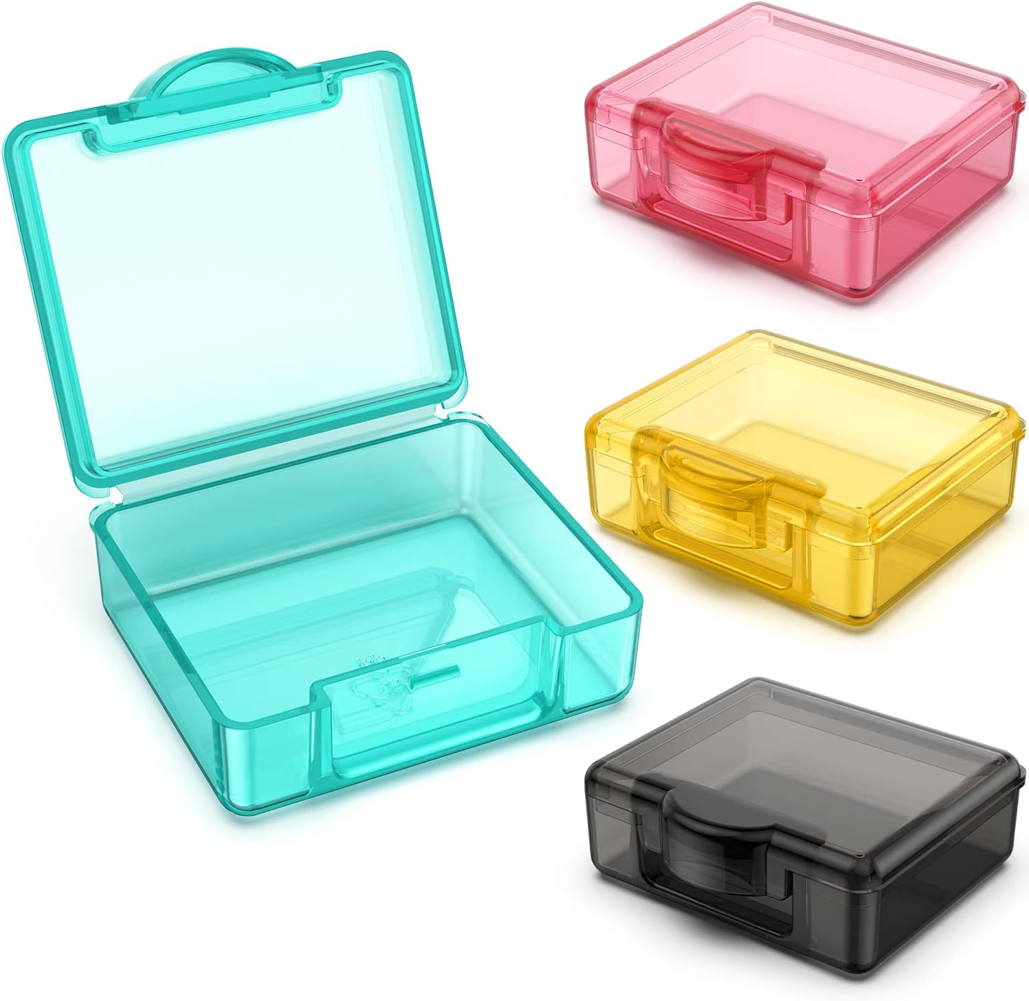 Small Pill Box 4 pcs,Cute Travel Pill Organizer Case Mini Tiny Clear Plastic Storage Containers Portable for Pocket Purse