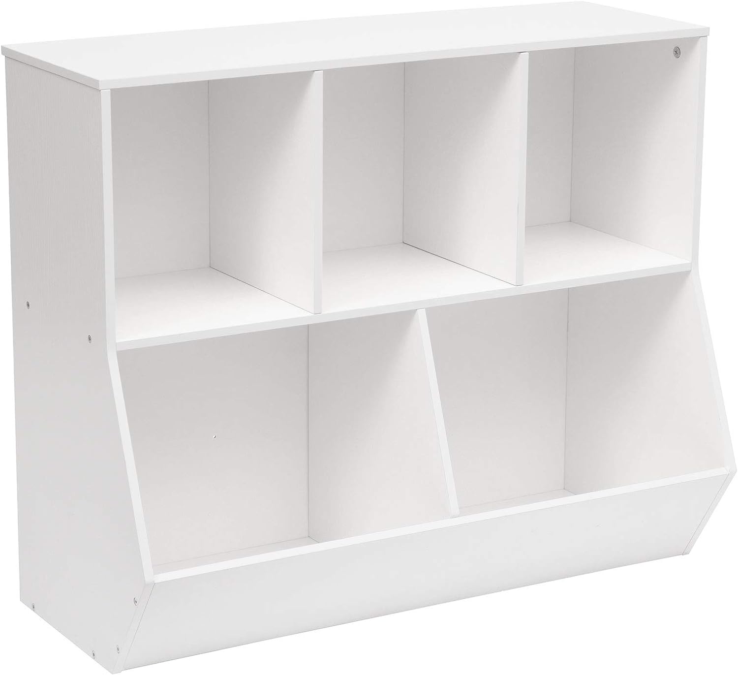 Kids Bookshelf, Bookcase Footboard, Storage Cubby, Shelf, Toy Storage Cabinet, Suitable for Children' Room, Playroom, Hallway, Kindergarten, School, White WT32CW01