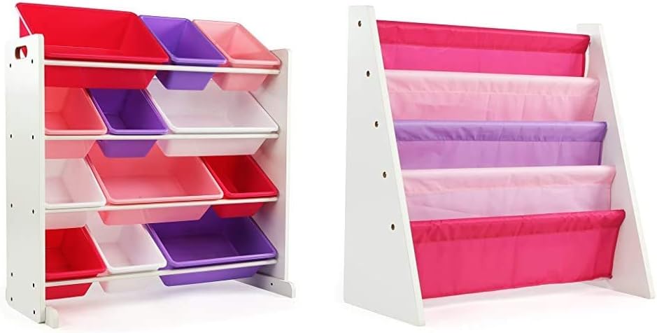 Humble Crew Kids' Toy and Book Storage Bundle (Pink, Purple and White)