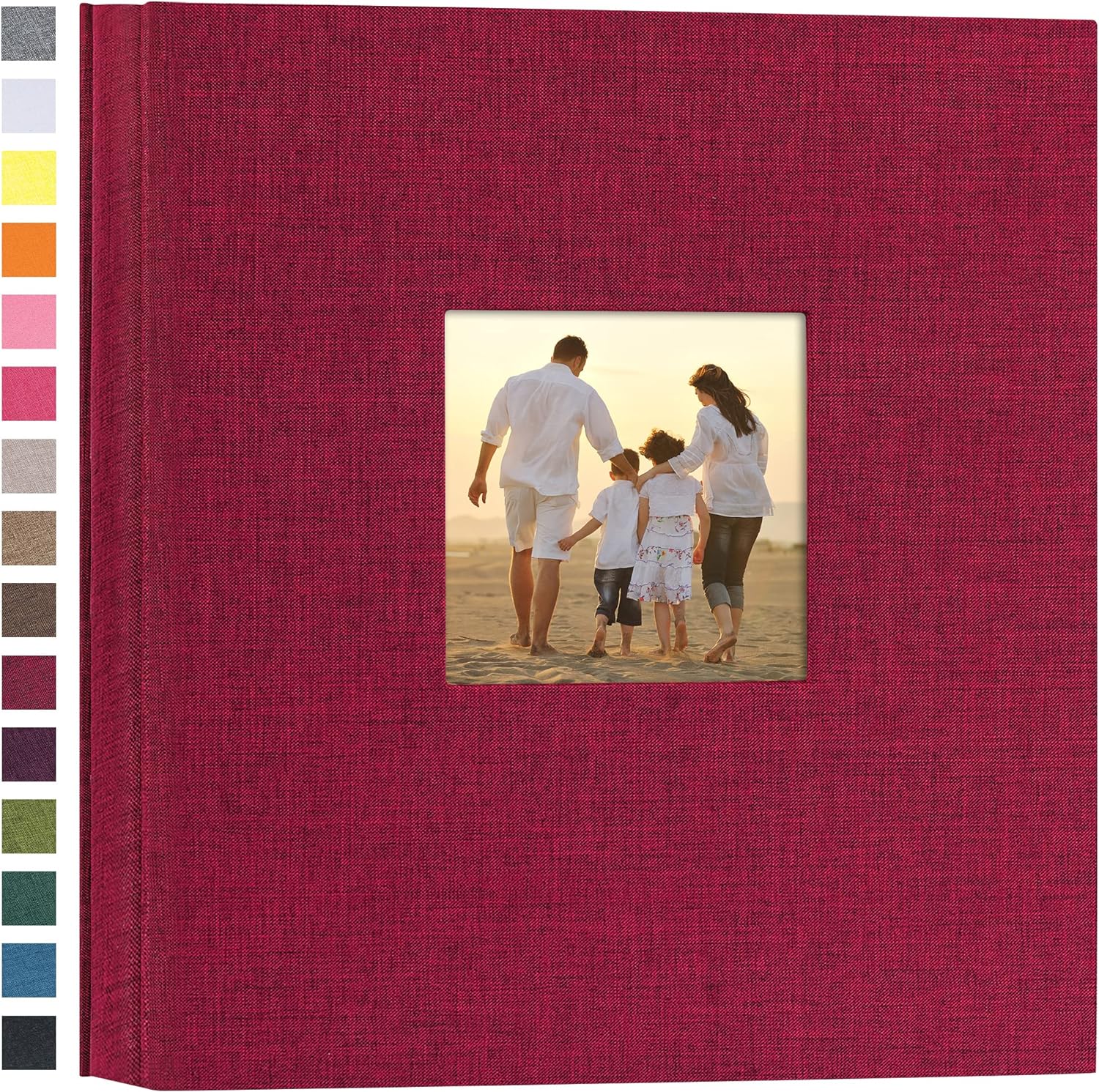 potricher Linen Hardcover Photo Album 4x6 600 Photos Large Capacity for Family Wedding Anniversary Baby Vacation (Red, 600 Pockets)