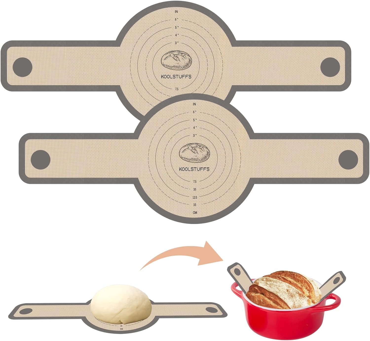 Silicone Bread Sling for Dutch Oven, 2 PCS Non-Stick & Easy Clean Reusable Silicone Bread Baking Mat with Long Handles, Easy to Transfer Sourdough Bread