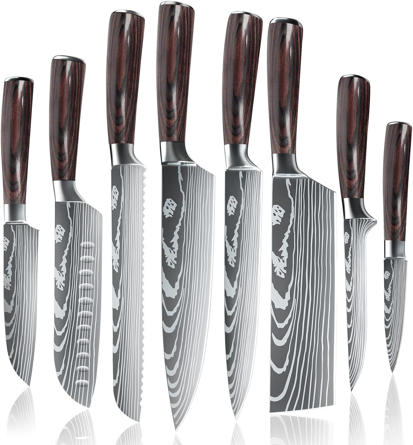 Dfito Kitchen Chef Knife Sets, 3.5-8 Inch Set Boxed Knives 440A Stainless Steel Ultra Sharp Japanese Knives, 8 Pieces Knife Sets for Professional Chefs