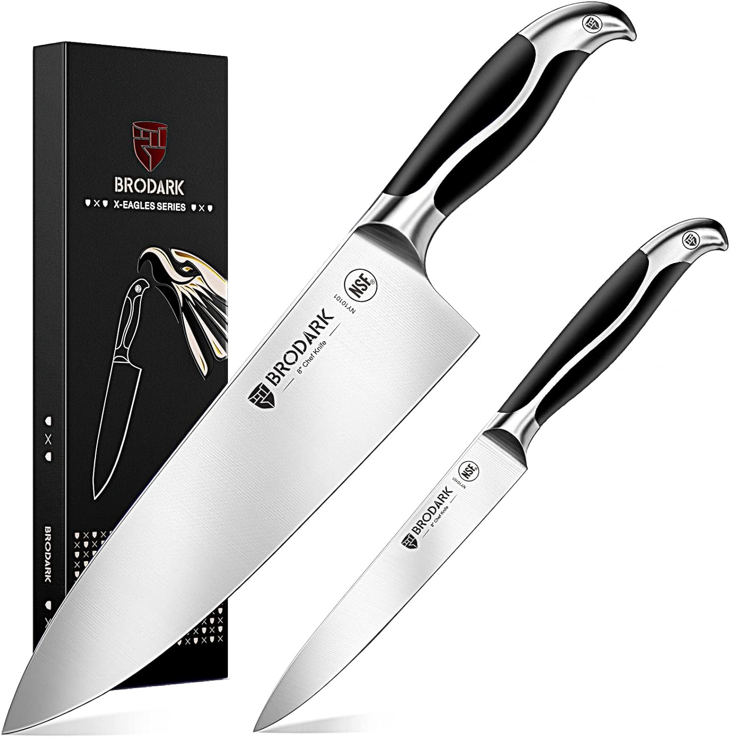 Chef Knife, NSF Certified 2pcs Kitchen Knife Set, Aerospace Grade 4Cr9Si2 Stainless Steel Ultra Sharp Knife Set, Sturdy&Durable Knife Set with Gift Box, X-Eagles Series