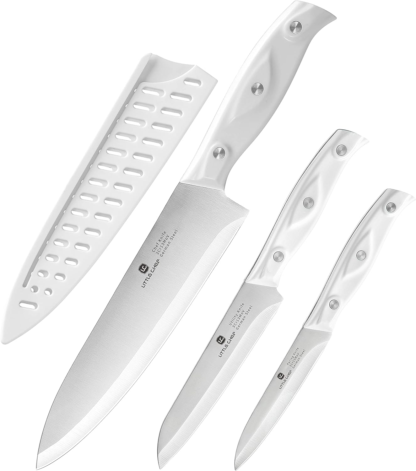 Chef Knife, Ultra Sharp High Carbon Stainless Steel Chef knife set, 3-pc, 8 inch Chefs knife, 4.5 inch Utility Knife, 4 inch Paring Knife