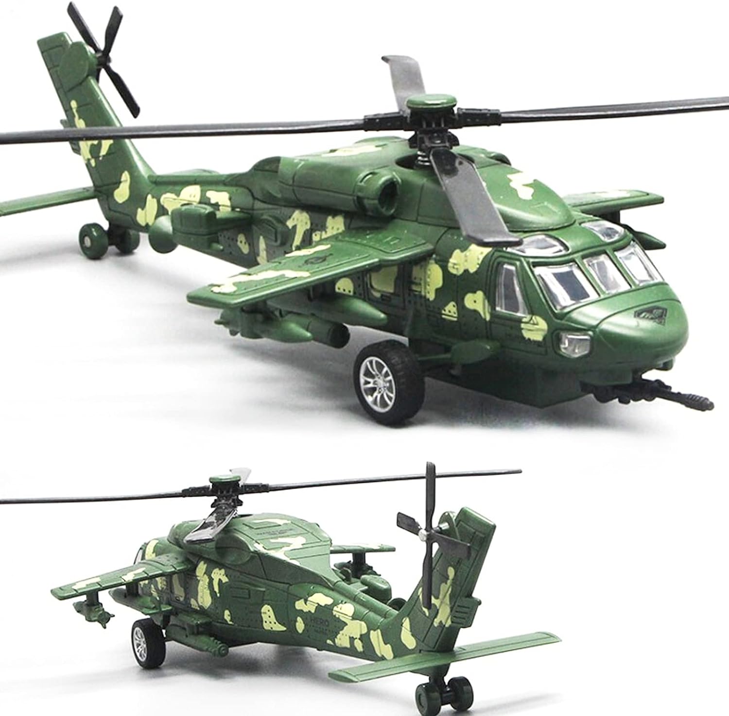 Military Helicopter Toy with Lights and Sounds, Die Cast Metal Airplane Pull Back Army Plane Toys for Kids Children Boys Girl