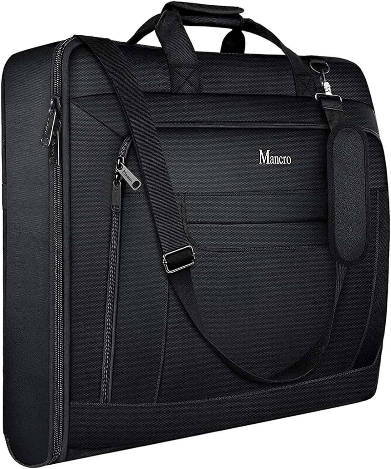 Mancro Garment Bags for Travel, Large Travel Suit Bag for Men Women with Shoulder Strap, Wrinkle Free Carry On Garment Bags for Hanging Clothes, Business Foldable Hanging Luggage Bag for Travel, Black