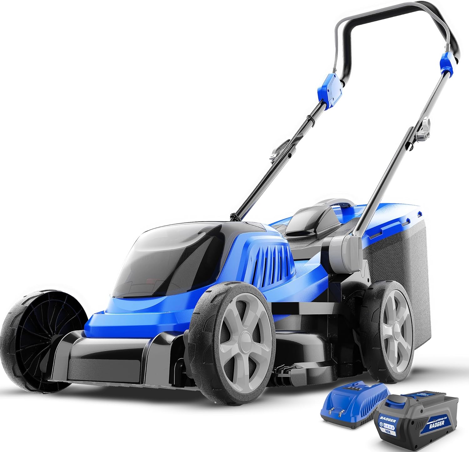 Lawn Mower 40V Brushless 18 Cordless, 5 Cutting Height Adjustments Electric Lawn Mower, Quickly Folding Within 5s, 4.0AH Battery and Super Charger Included.