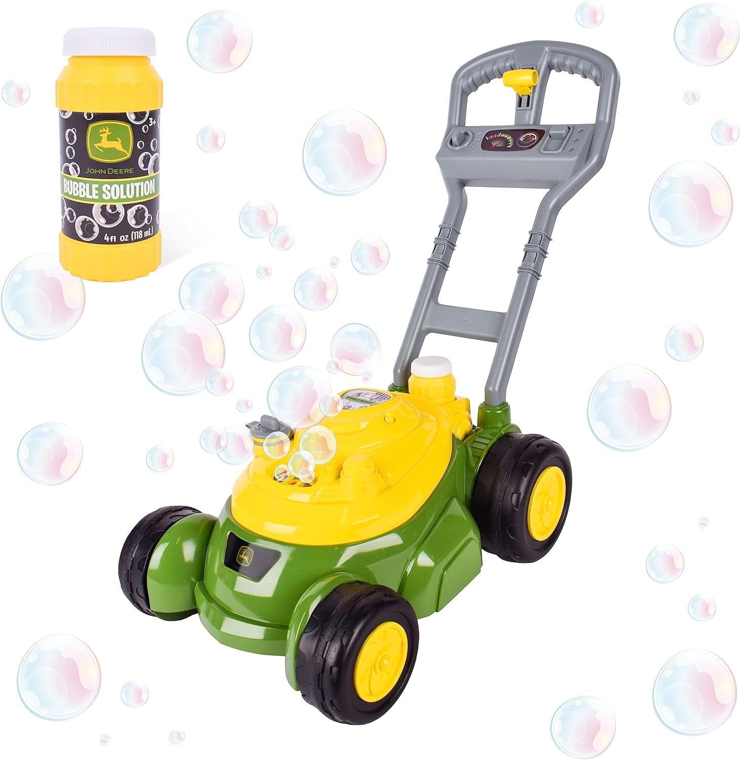 John Deere Bubble Lawn Mower with Bubble Solution, Outdoor Garden Toy, No Batteries Required, 2+