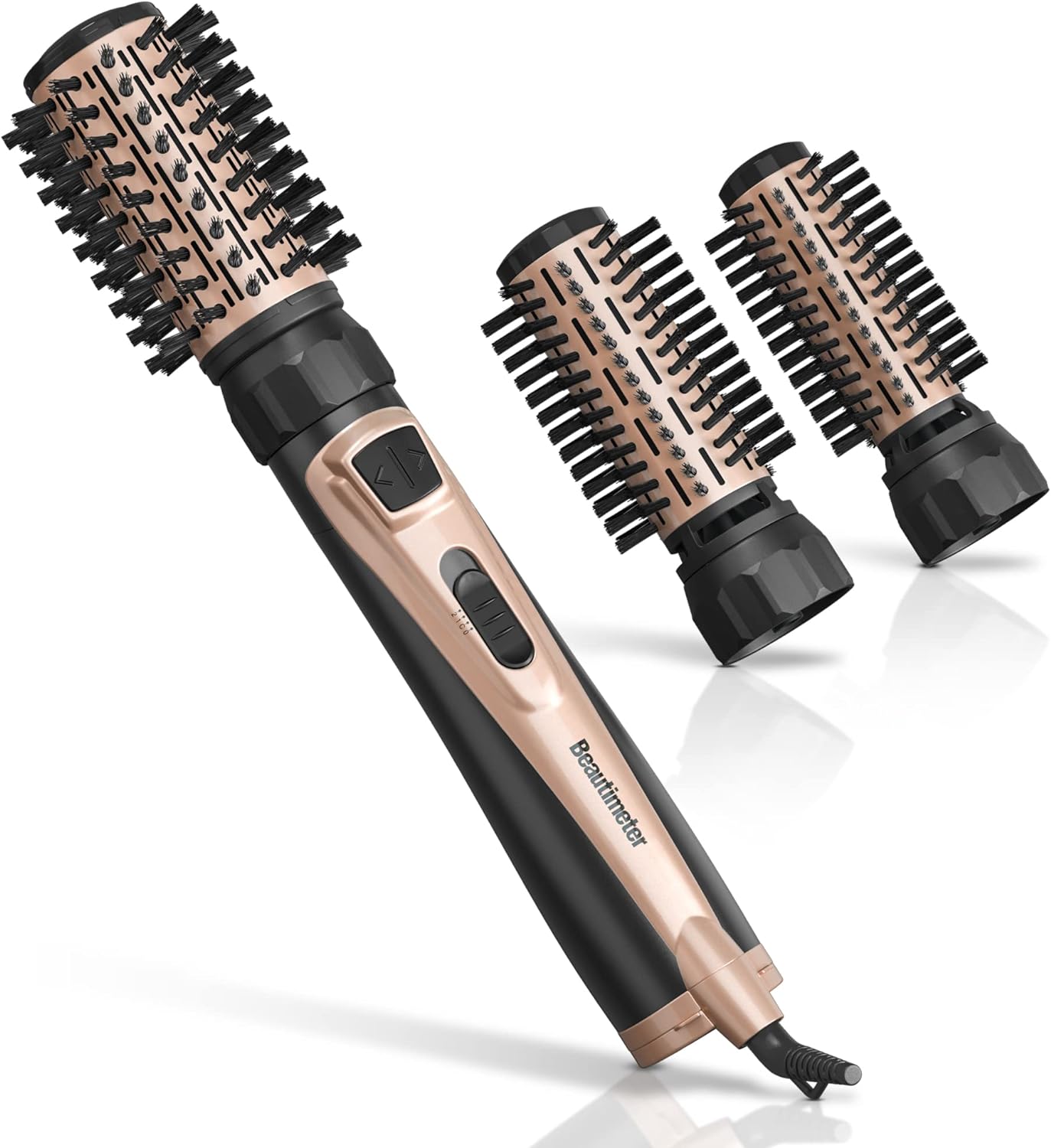 Beautimeter 3-in-1 Hair Dryer Brush with Auto-Rotating Curling, Frizz Control, Negative Ionic Volumizer - Black & Gold