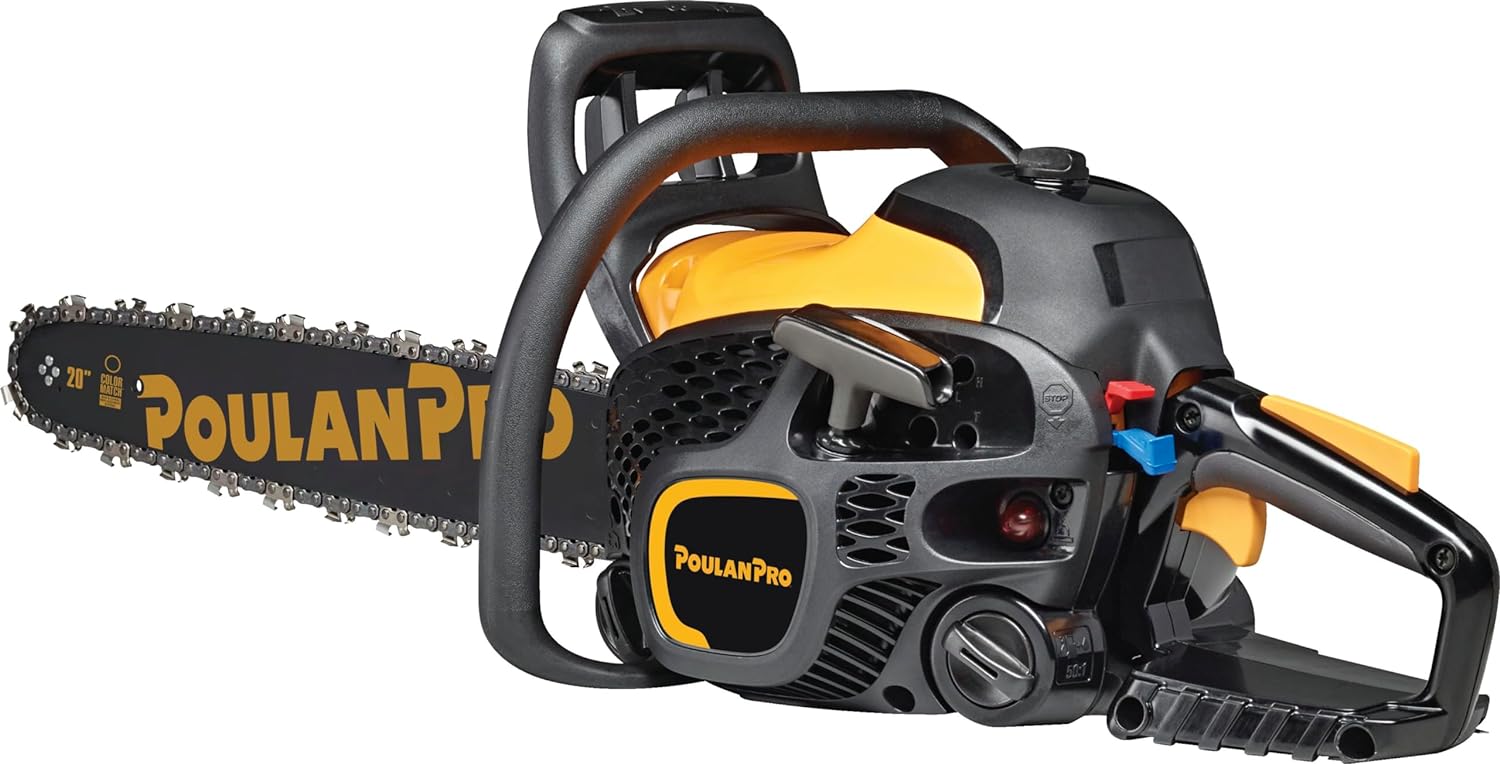 Poulan Pro 20 inch Chainsaw, 50cc 2-Cycle Gas Chainsaw, PR5020