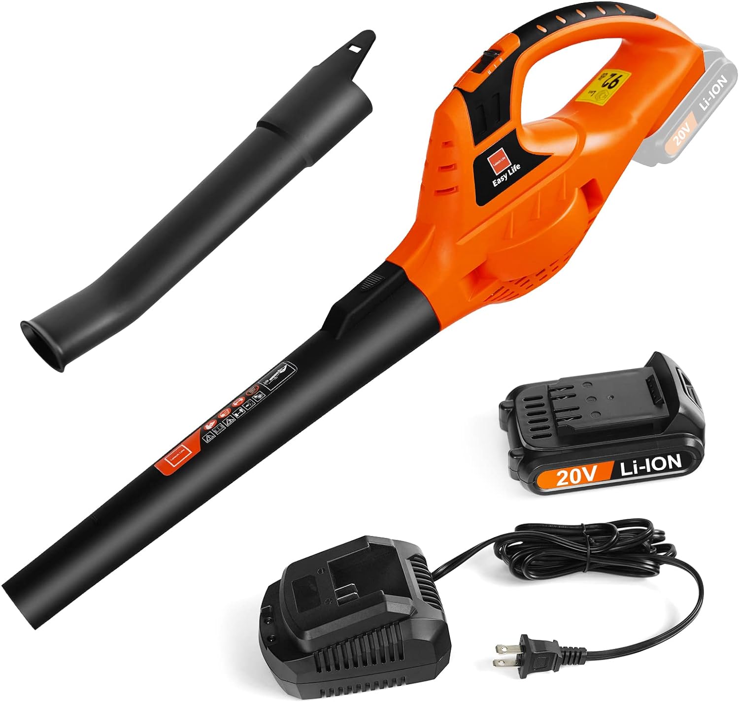 Cordless Leaf Blower,20V Handheld Electric Leaf Blower with 2.0Ah Battery & Charger, 2 Speed Mode, Lightweight Battery Powered Leaf Blower for Lawn Care, Patio, Yard, Sidewalk,Snow Blowing