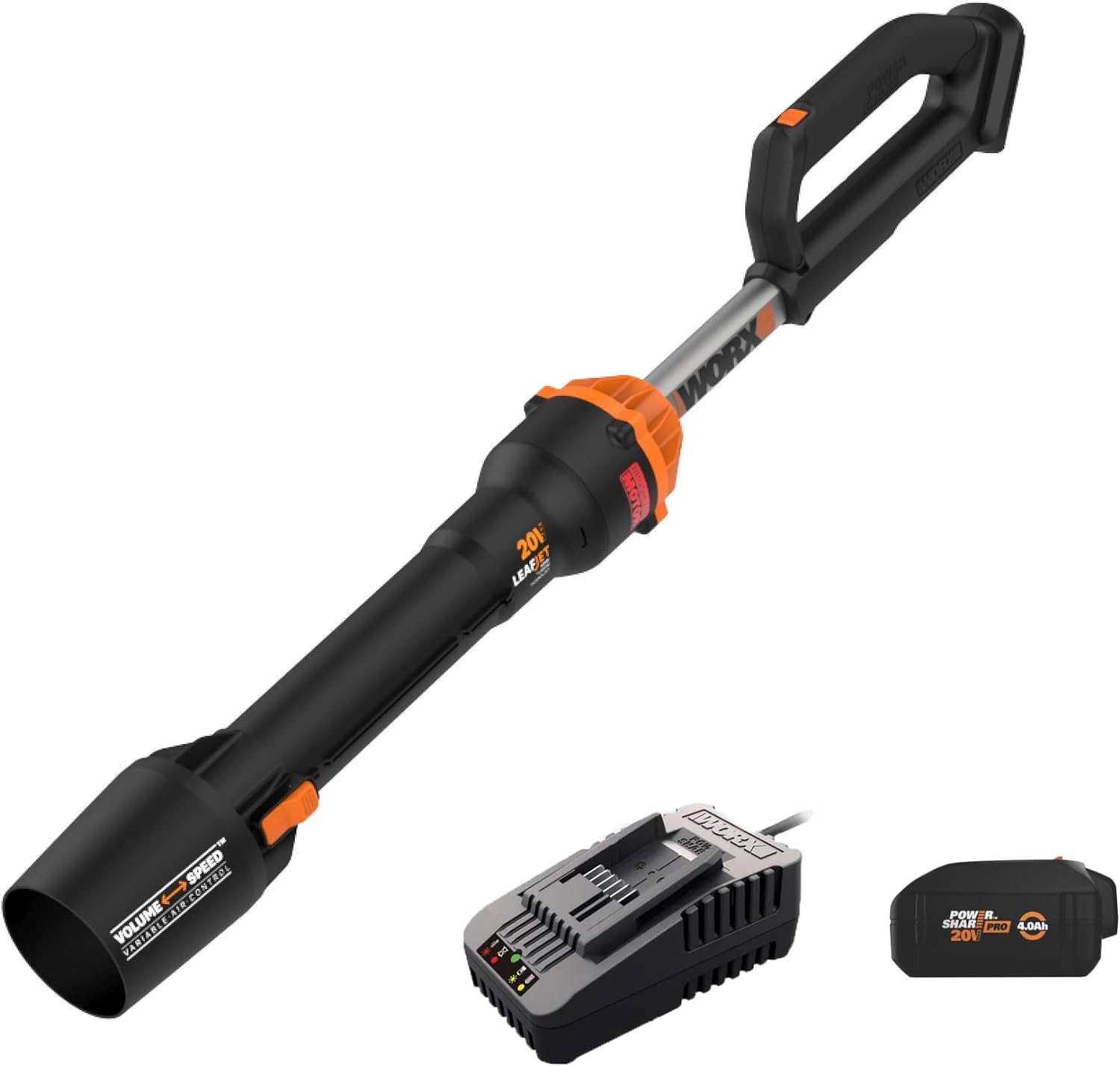 Worx Nitro WG543 20V LEAFJET Leaf Blower Cordless with Battery and Charger, Blowers for Lawn Care Only 3.8 Lbs., Cordless Leaf Blower Brushless Motor  Battery & Charger Included