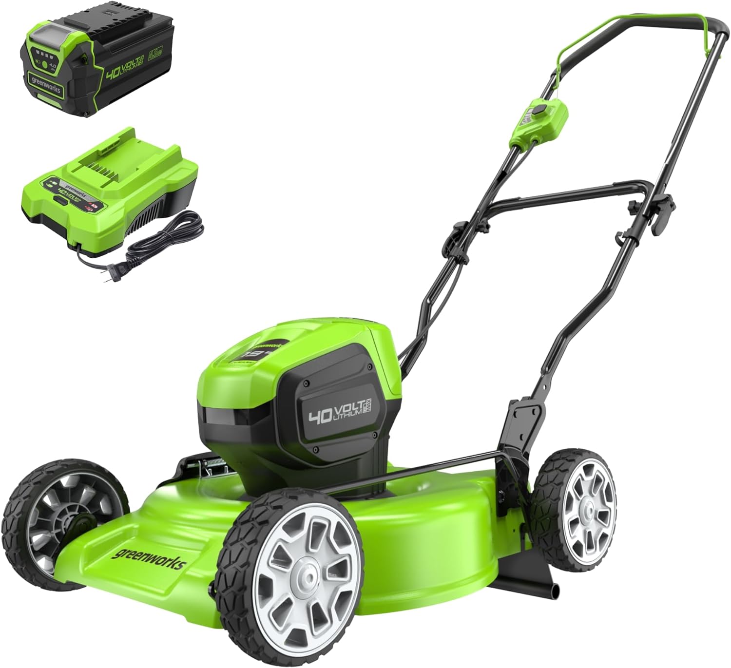 Greenworks 40V 19 Brushless Lawn Mower, 4.0Ah Battery