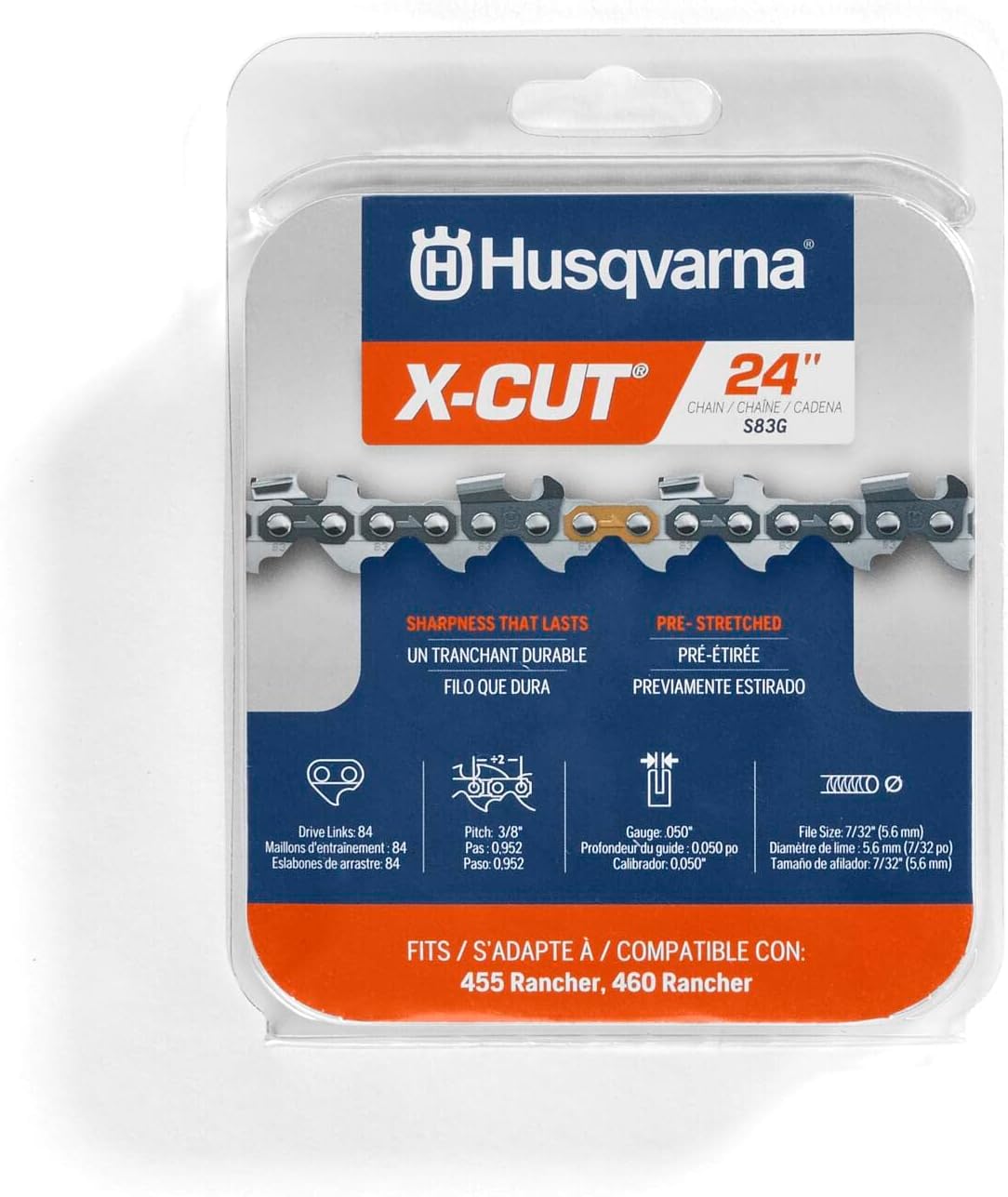 Husqvarna 529475084 X-Cut S83G Chainsaw Chain, Grey