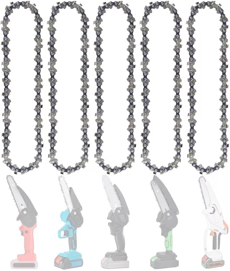 (5 PACK) 4 Inch Mini Chainsaw Chain Replacement for Cordless Electric Portable All 4 inch Mini Chainsaw Guide Saw Chain for Branch Pruning Tree Trimming Wood Cutting