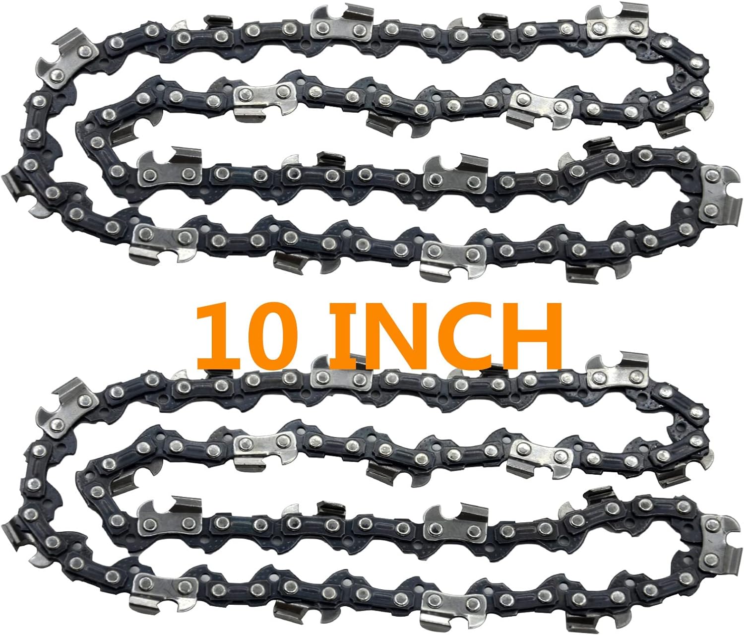 10 Inch Chainsaw Chain S40 3/8 LP Pitch .050 Gauge 40 Drive Links, 10-inch Replacement Chains Compatible with Remington, Greenwork, Sunjoe, Worx, Craftsman Pole Saw-2 Packs