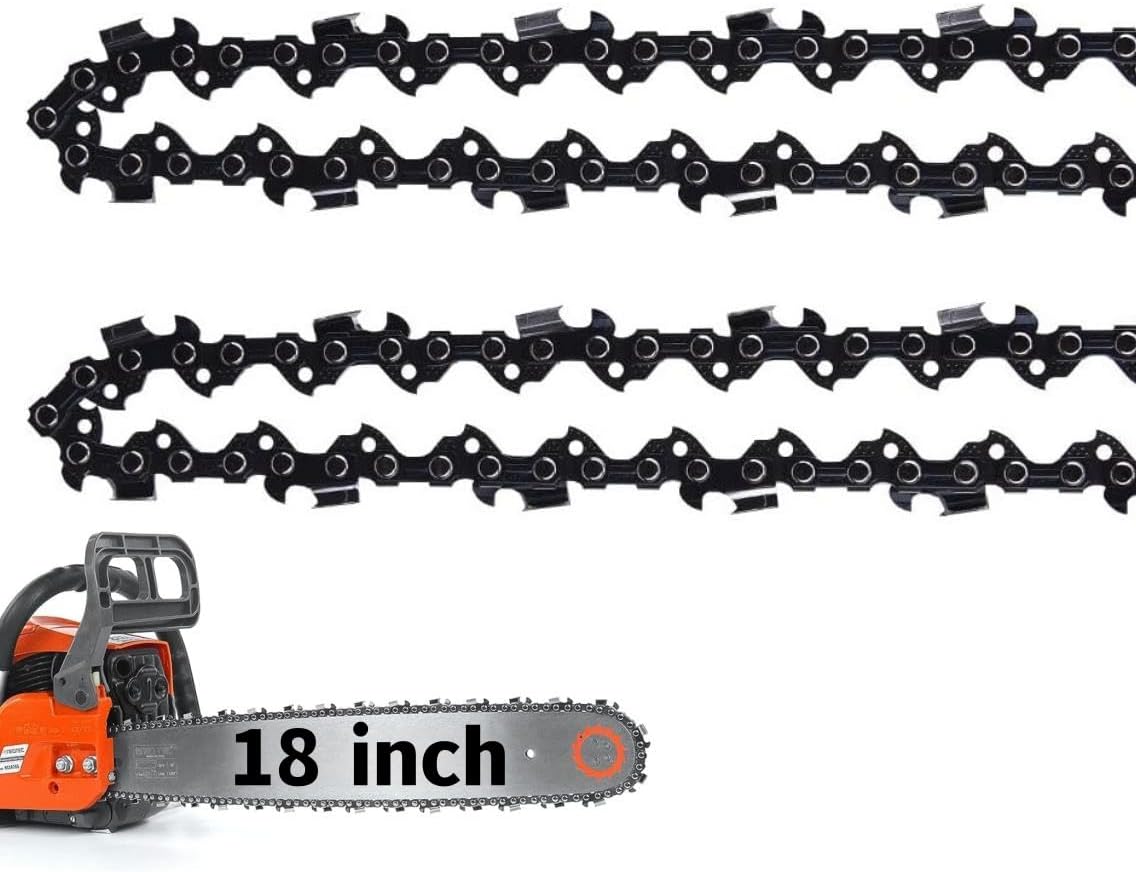 2 Pack 18 Inch Chainsaw Chain 3/8 LP Pitch 050 Gauge 62 Drive Links, Chain Saw Blade Fits for Portland, Craftsman, Echo, Poulan, Ryobi, Worx, Sun Joe, Ego and more