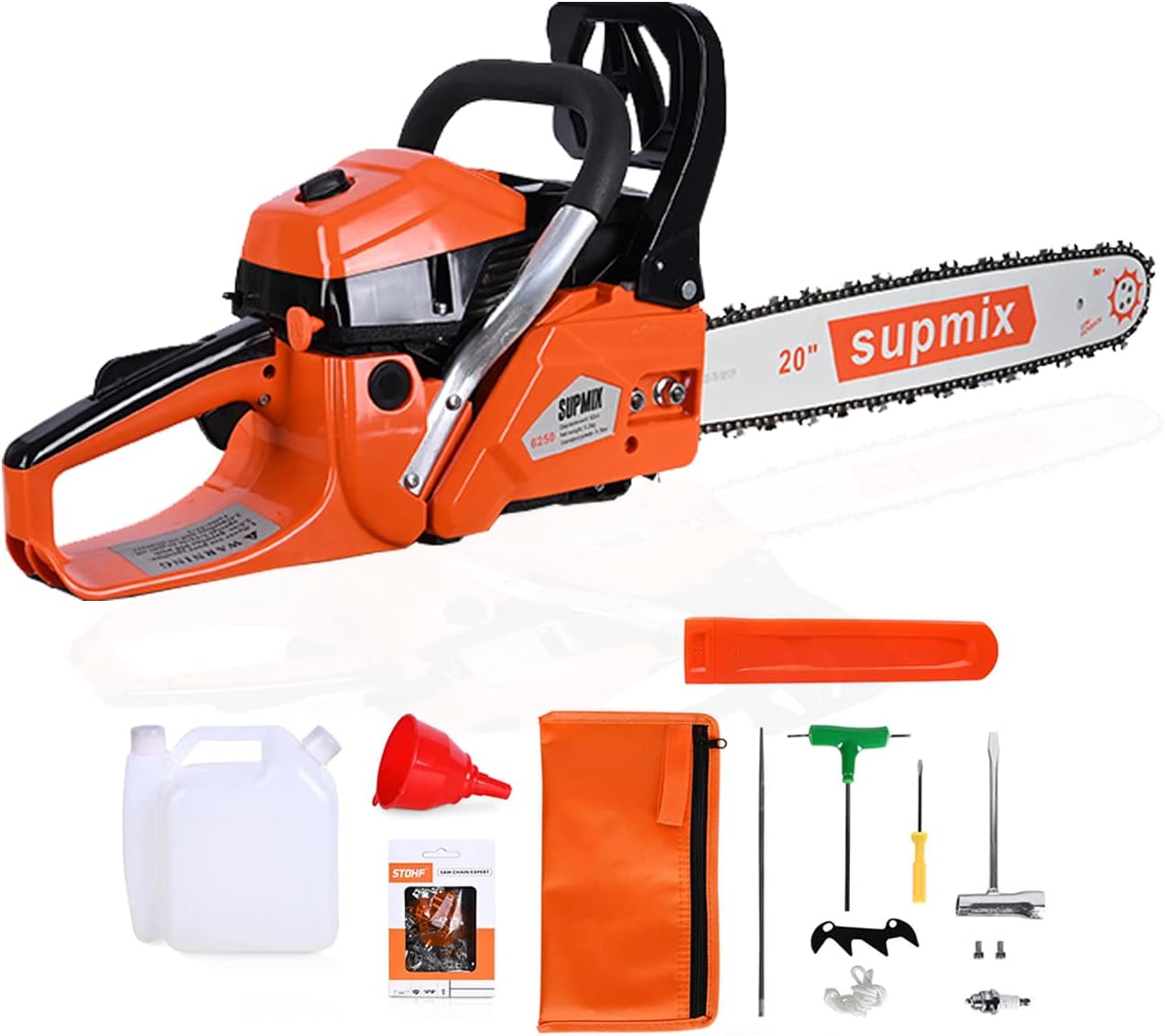 Supmix Gas Chainsaw 62CC Power Chain Saw 20 Inch Guide Board Chain saws 2-Cycle Gasoline Handheld Cordless Petrol Chain Saws for Trees Gas Powered Farm, Ranch and Garden Tools