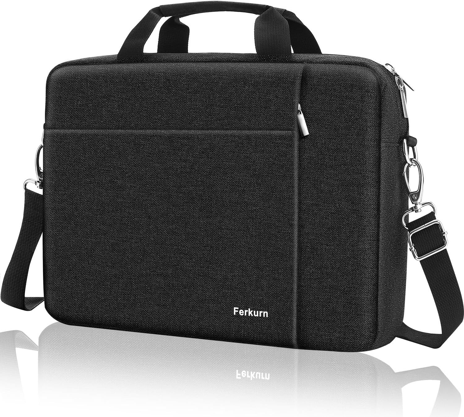 Ferkurn 17 17.3 Inch Laptop Bag Women Men Computer Bag for HP Envy Pavilion Omen/LG Gram/MSI/Dell Inspiron XPS/Lenovo Thinkpad/ASUS/Acer, Shoulder Strap Carrying Briefcase Messenger Bag Case, Black