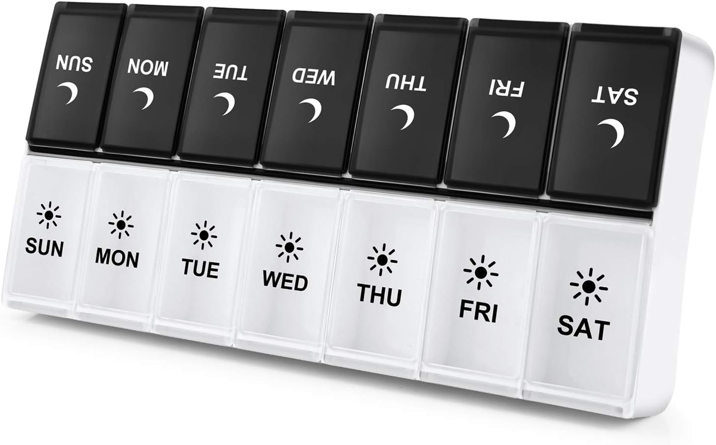 Large Pill Organizer 2 Times a Day, Weekly Box Per AM PM Case, Day Night Container 7 Vitamin Case Twice