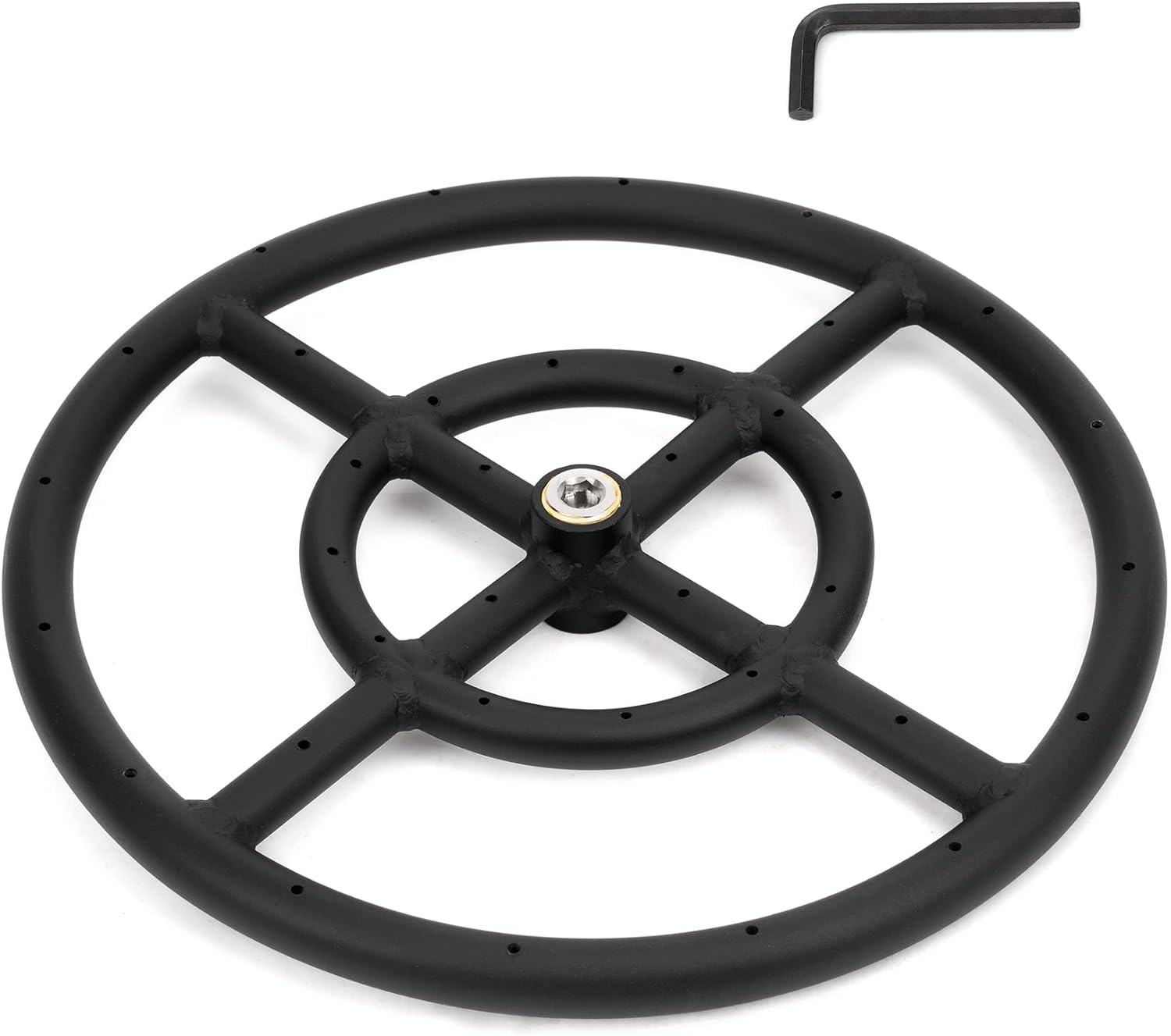 Stanbroil 12 Inch Round Fire Pit Burner Ring for Natural Gas & Propane Fire Pit Fireplace - Black Steel Fire Pit Burner for Indoor & Outdoor, BTU 92,000 Max