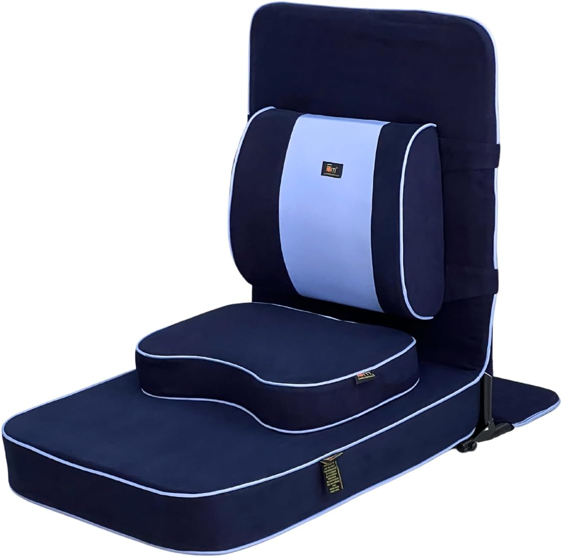 Friends of Meditation Extra Large Meditation Chair and Yoga Chair w Back Support Cushion and Meditation Block | Yoga Chair for Adults | Premium Floor Chair | Portable | Navy Blue, Seat Size: 24x22 in