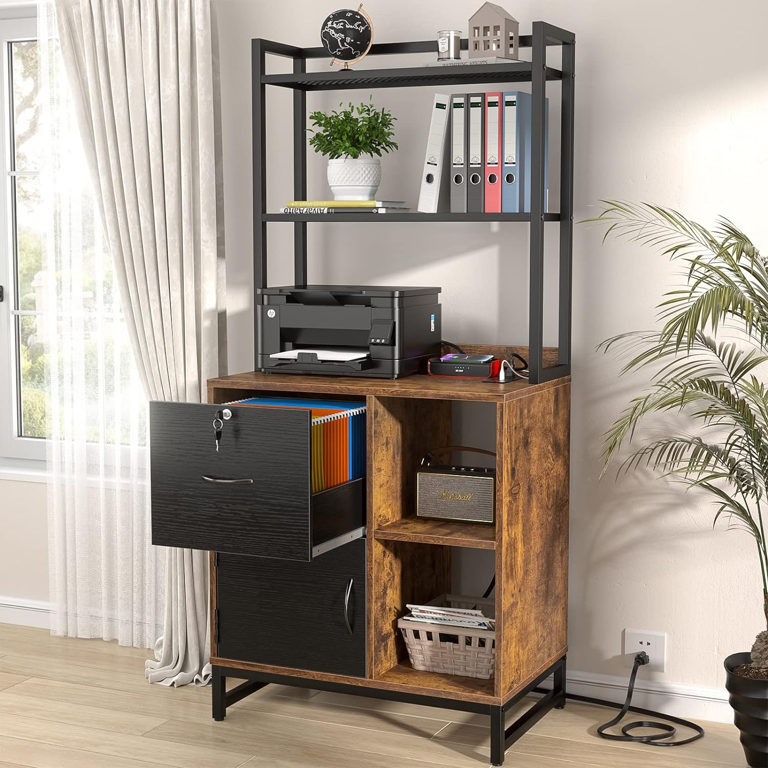 Bookcase with filing cabinet base, as the name suggests, is a kind of furniture that combines bookcase and filing cabinet. It can meet both your needs for storing books and your needs for storing files, making it ideal for office and home use.