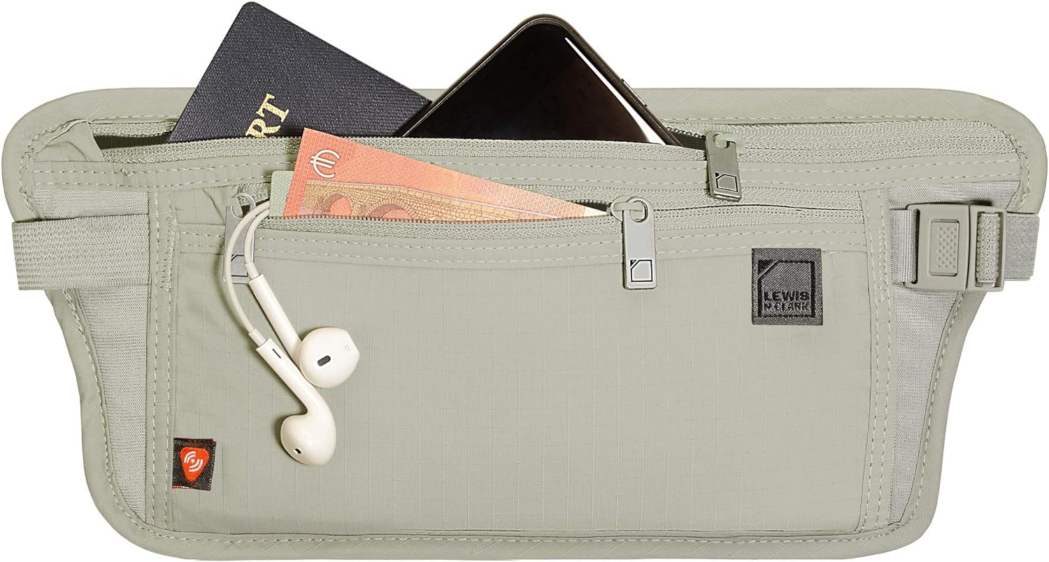 Lewis N. Clark RFID Blocking Money Belt Travel Pouch Waist Stash + Credit Card, Id, Passport Holder for Women & Men