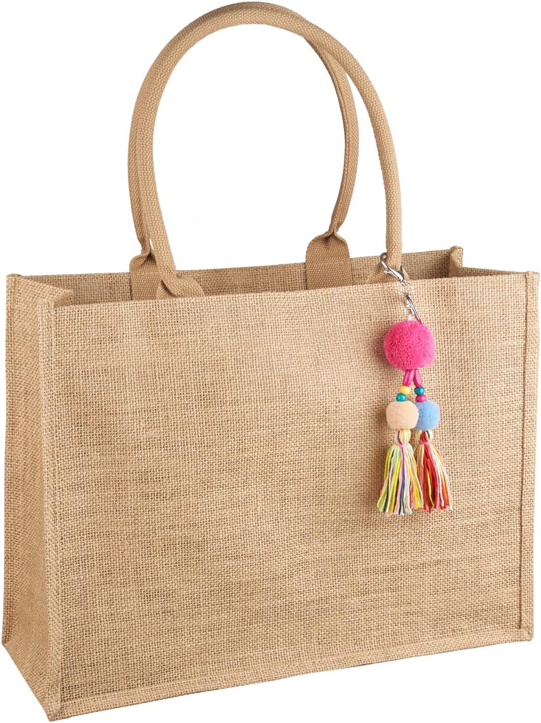 FITDON Jute Canvas Tote Bag Women, Large Jute Bag Beach Bag Foldable Waterproof Shopping Bags Handbag for Picnic Travel Beach