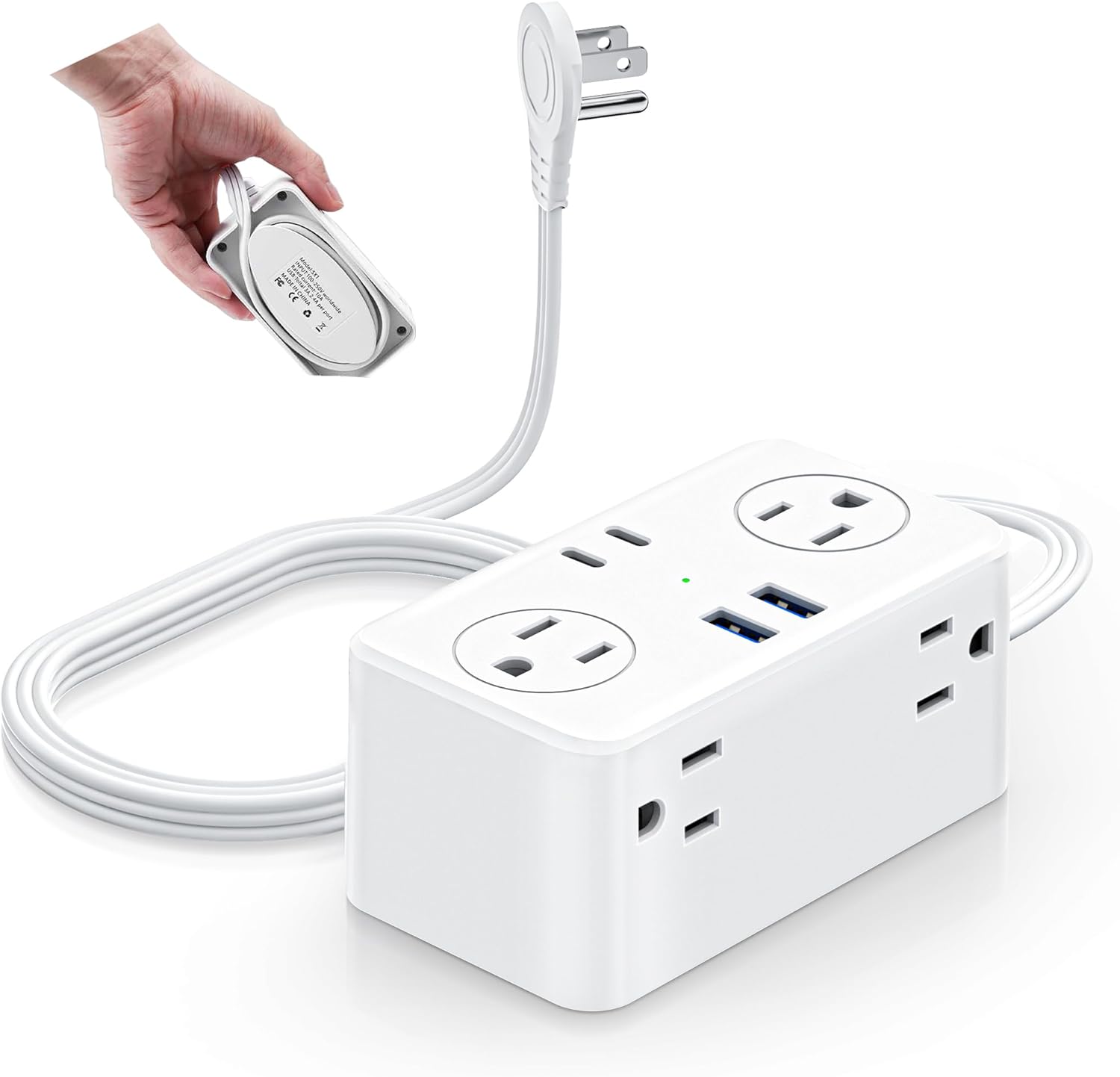 Travel Power Strip with USB Ports (3.0A), Ultra Flat Plug Power Strip, 6 AC Outlets, 4 USB Ports (2 USB C), 3ft Wrapped Around Extension Cord for Cruise Ship Travel Essentials