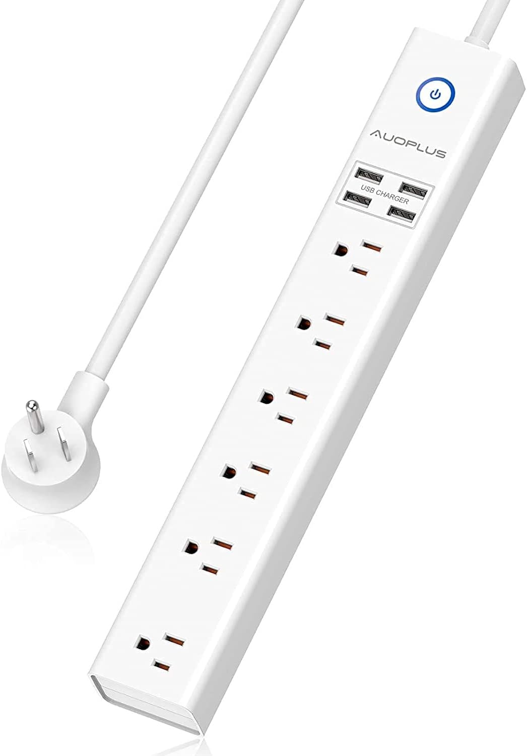 Surge Protector Power Strip with USB Ports, 10ft Extension Cord, 6 Outlets and 4 USB Ports, AUOPLUS Mountable Flat Plug with Overload Protection, ETL Listed