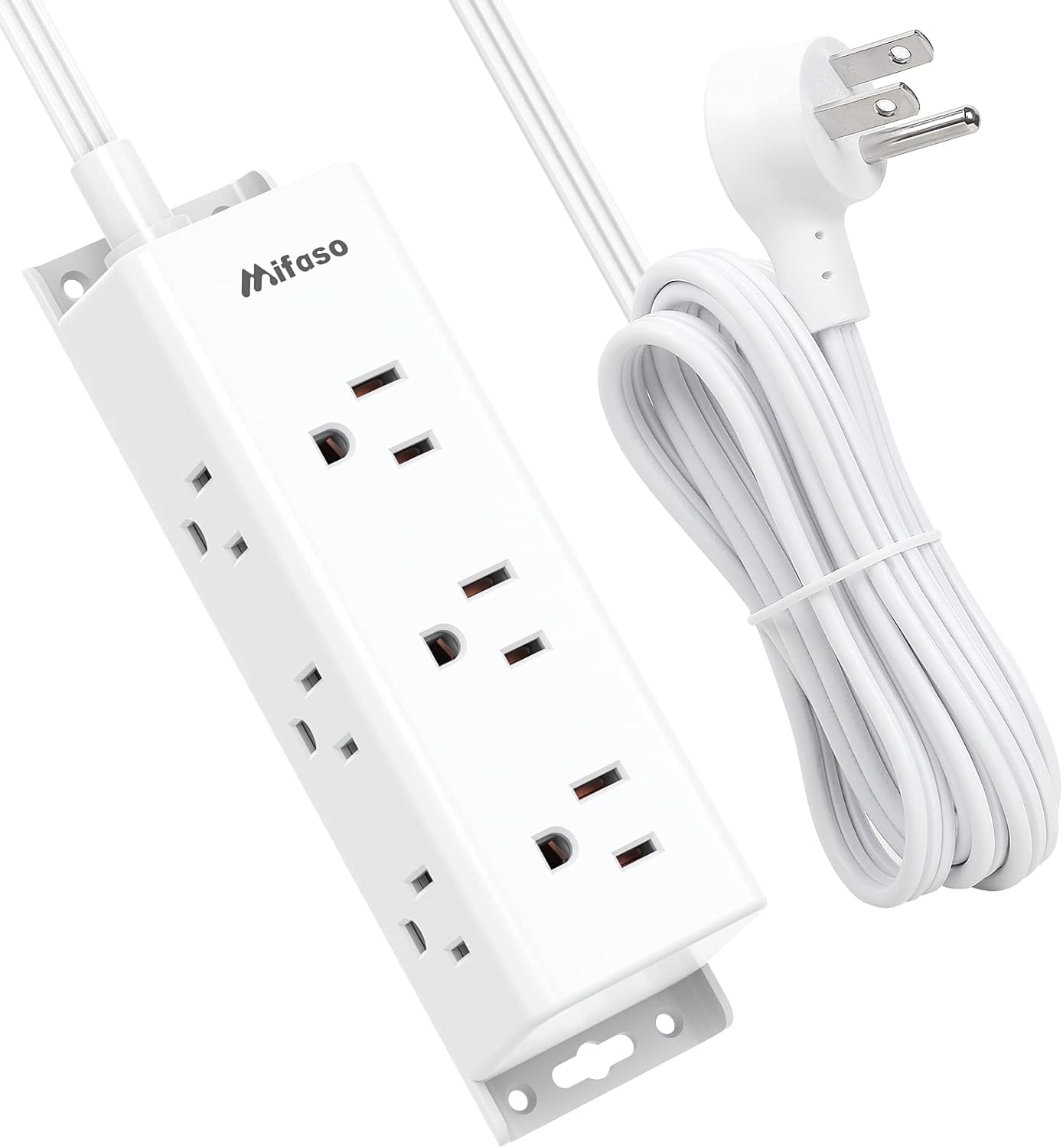 Surge Protector Power Strip - 9 Widely Spaced Multi Outlets, Wall Mount, 3 Side Outlet Extender with 5Ft Extension Cord, Flat Plug for Home Office